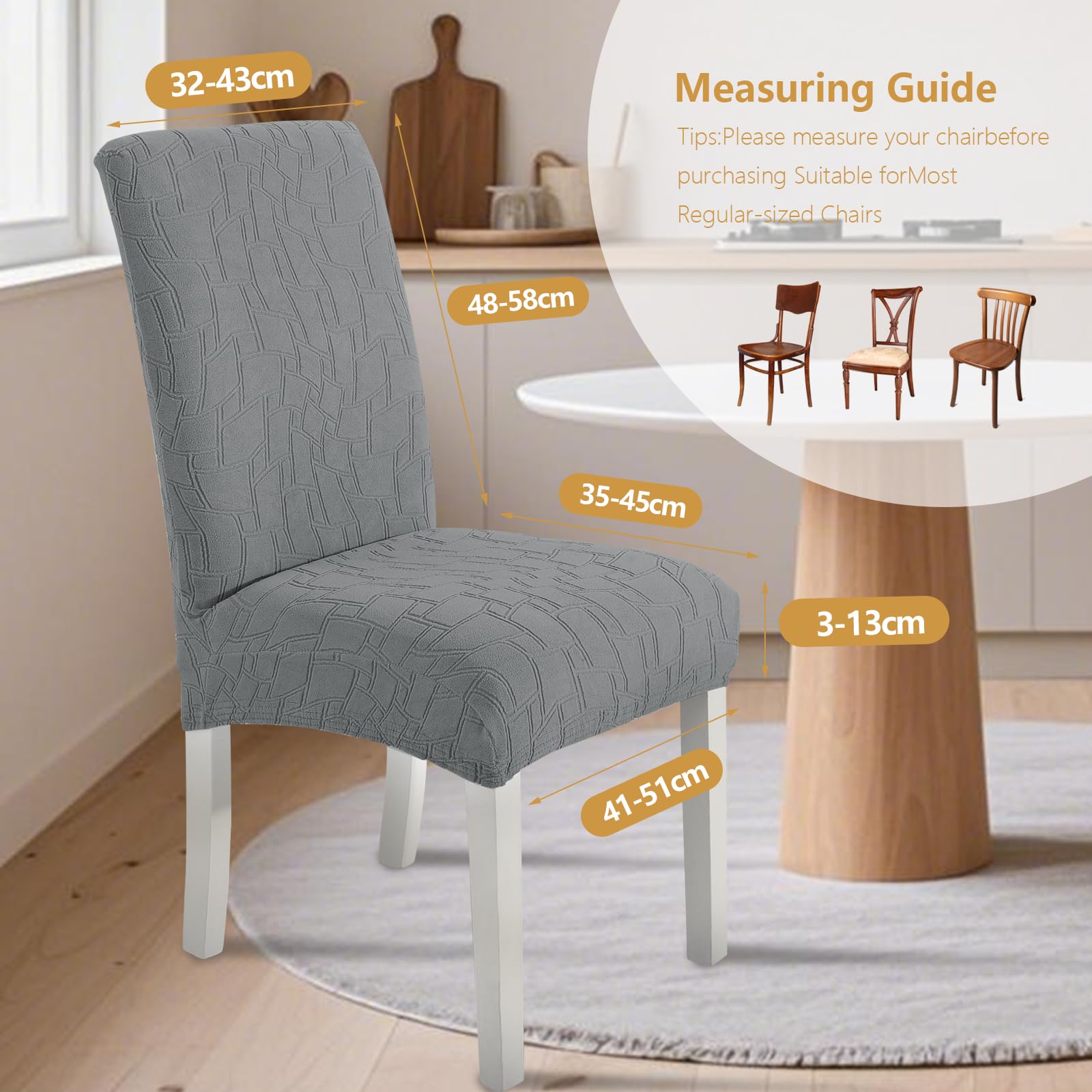 Ystyle Stretch Stuhlhussen 6er Set, Stuhlbezug Elastisch Abnehmbarer Waschbarer, Universal Stühle Schutz Dekoration Stuhlbezug für Hotel Bankett Küche Restaurant Hochzeit Party, Hellgrau