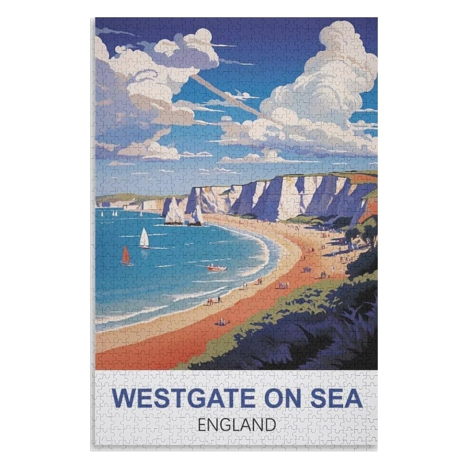 puzzles for adults, family puzzle game birthday gifts, Westgate on Sea England，Adults 1000 Piece Jigsaw Puzzle- Christmas，38x26，paper puzzle，AA-1174