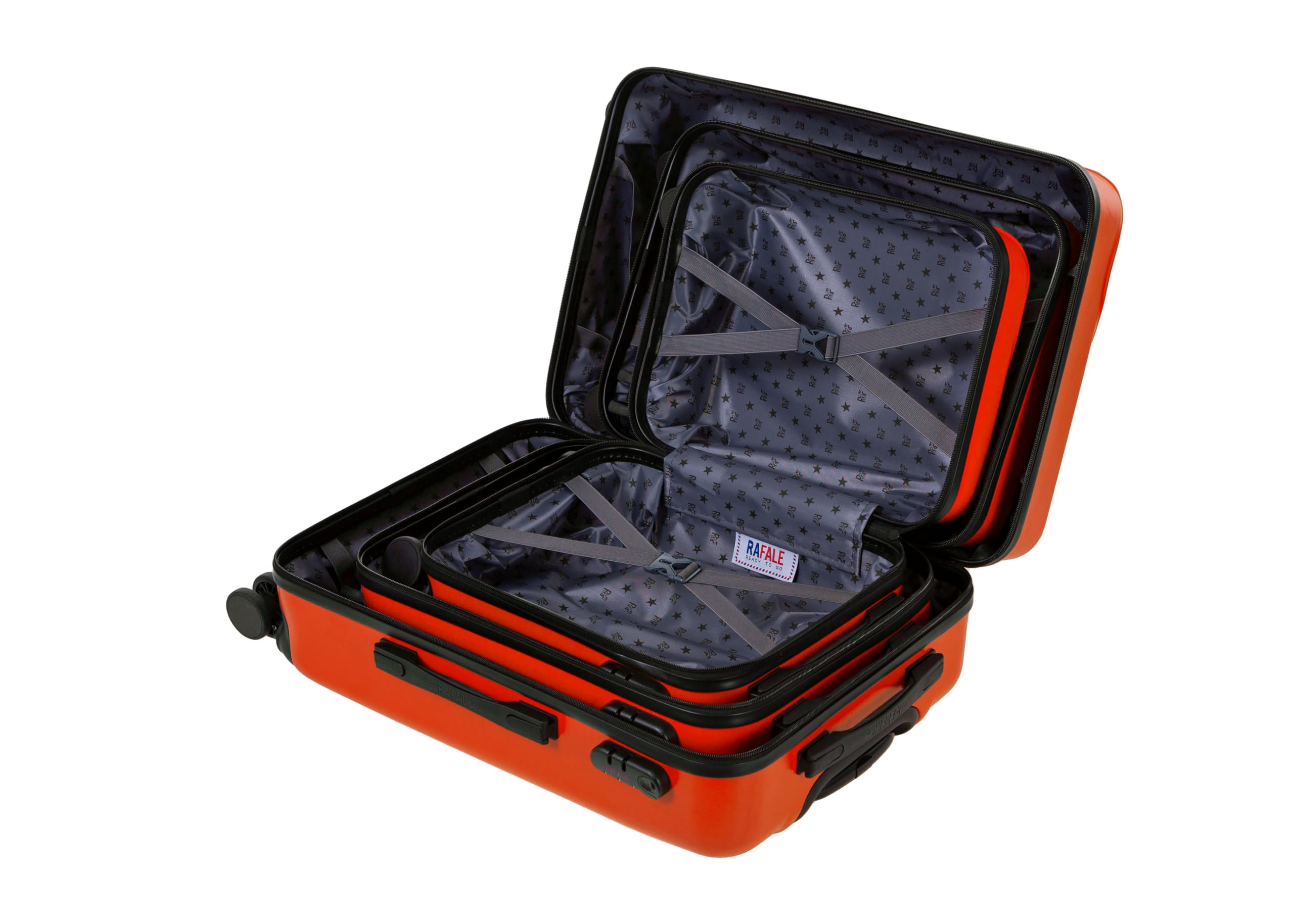 Set de 3 Valises Rigides GPS avec 8 Roues et Cadenas Intégré - Orange