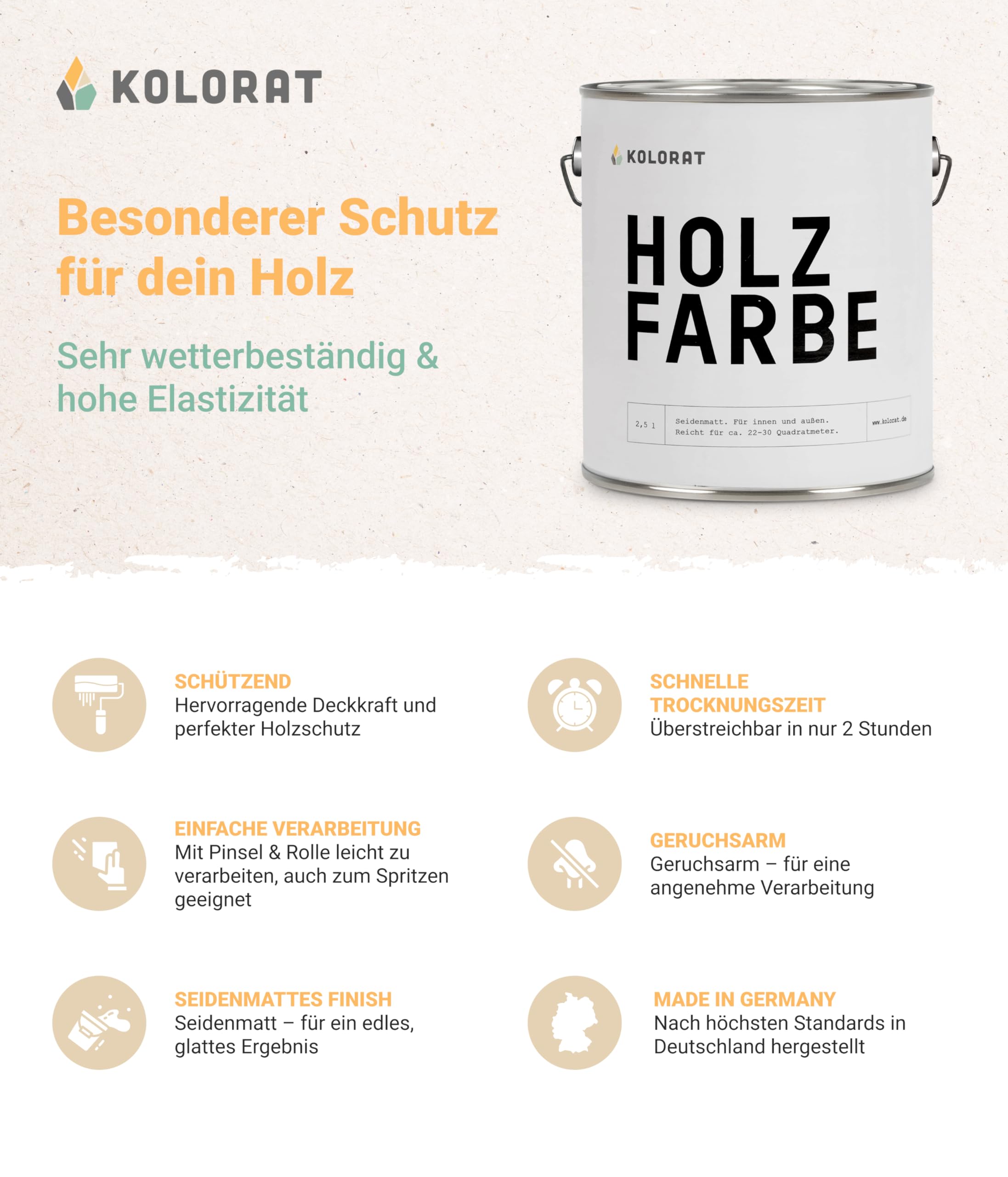 Kolorat® Holzfarbe personalisiert 2.5L | Wetterfeste Wunschfarbe