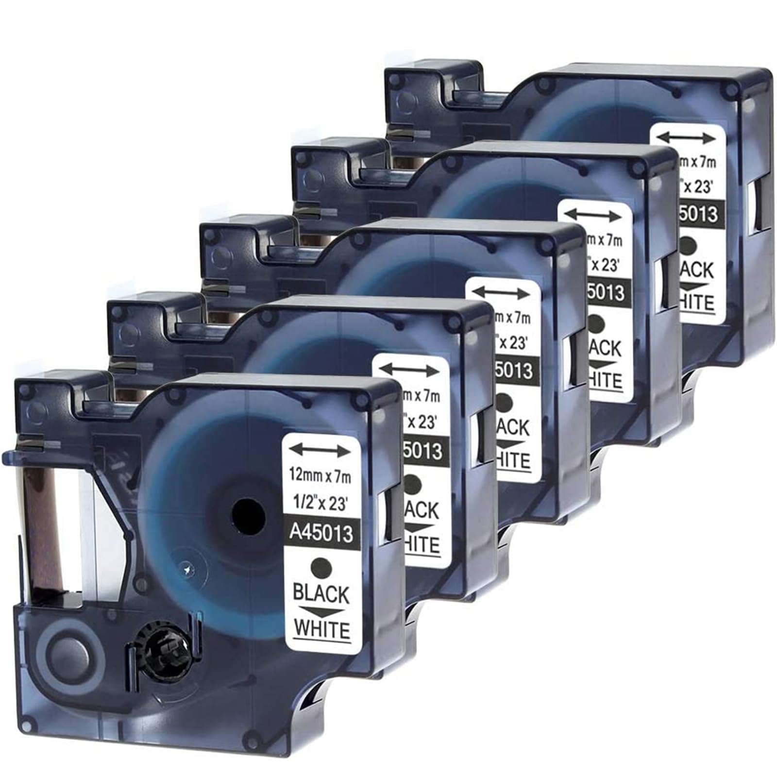 5x Nastro Per Etichette Compatibile Con Dymo D1 45013 S0720530 Nastri Per Etichette Per Dymo Labelmanager 100 150 120p 160 200 280 220p 210d 260p Pnp 360d 12 Mm X 7 M Nero Su Bianco 91975872 - Foto 6