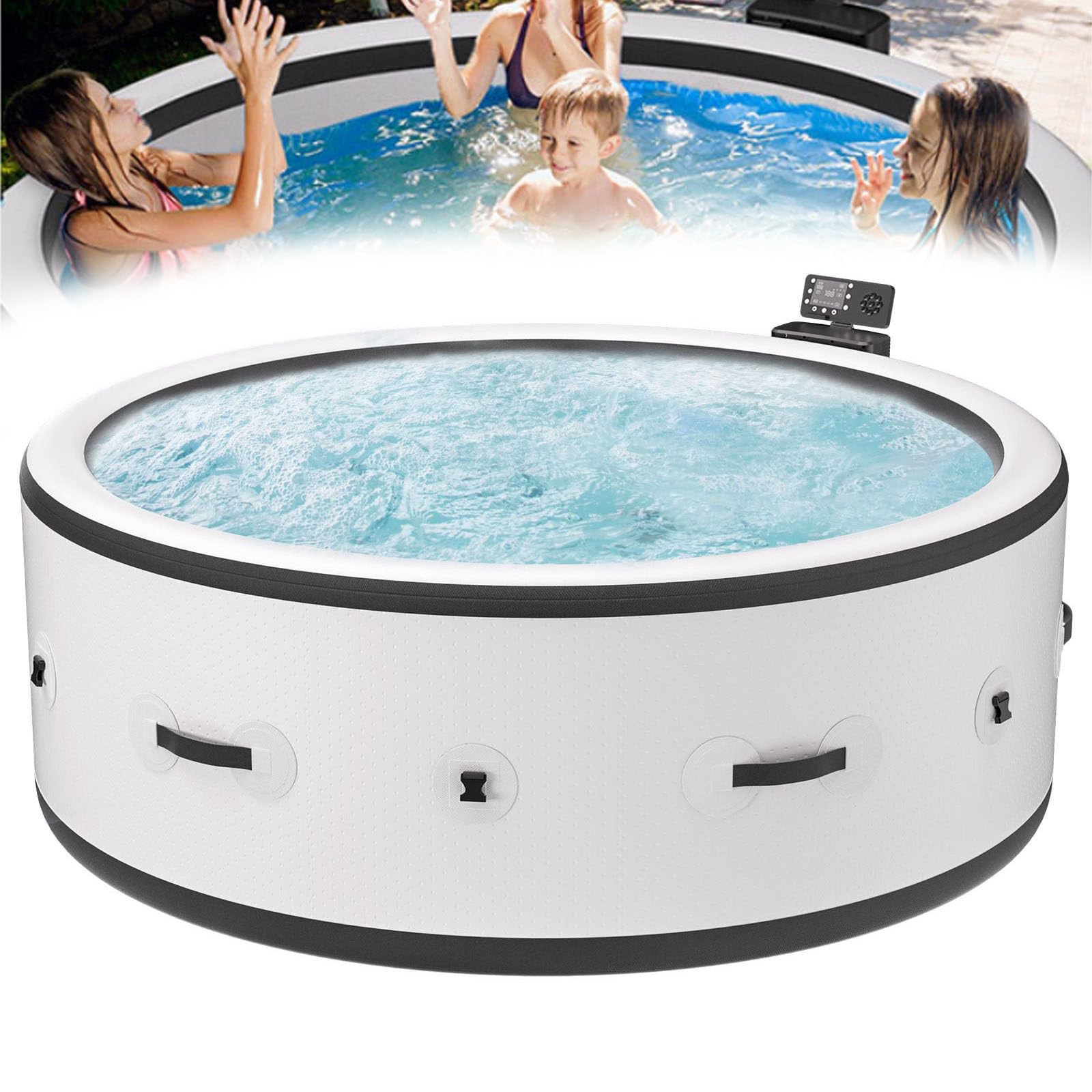 Nadmuchiwana wanna z hydromasażem, Bubble Spa z 180 dyszami, przenośna dla 4-7 osób na zewnątrz podwórko patio