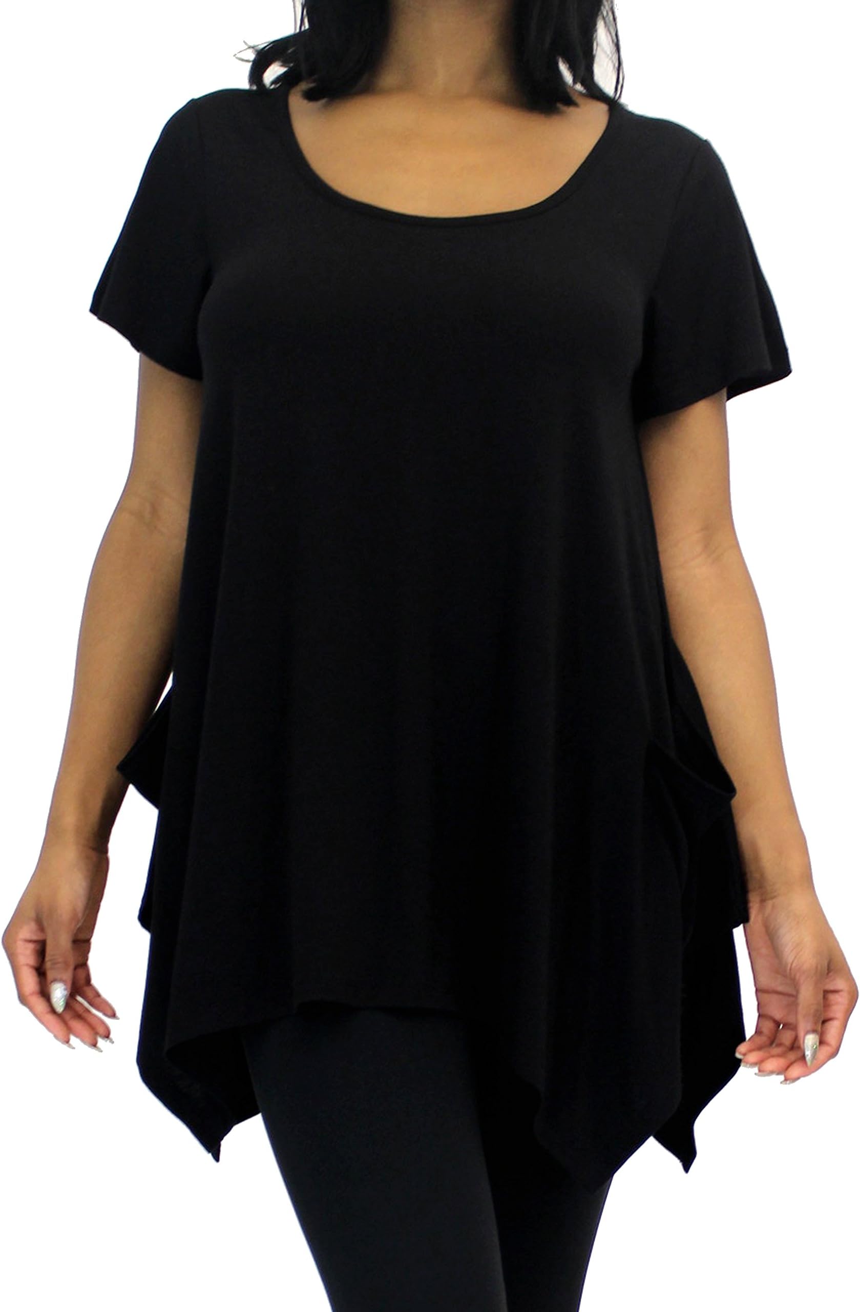 Isabella Rodriguez Short Sleeve Swing Tunic Top with Sharkbite Hem
