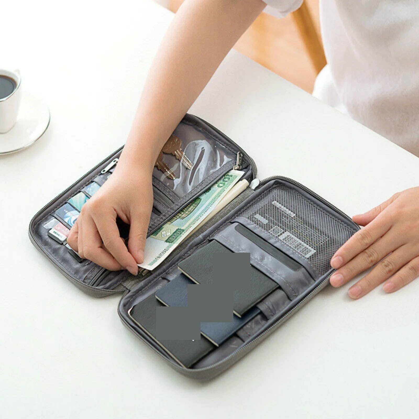 Portafoglio da viaggio Porta passaporto familiare documenti impermeabile creativo Organizer Accessori carte Per Domestico(Black)