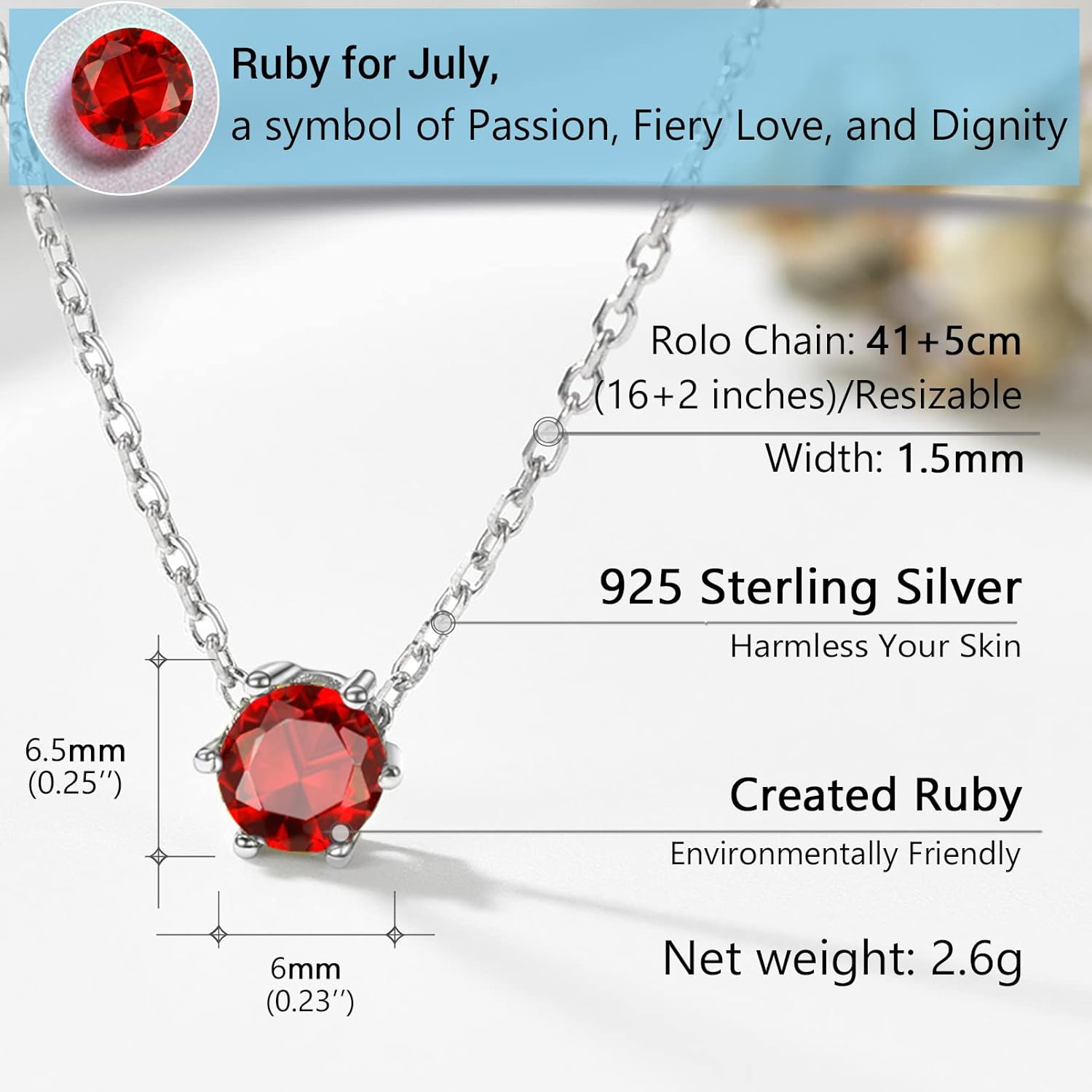 PROSILVER 925 Sterling Silver Dainty Necklace for Women, Gorgeous Cubic Zirconia Birthstone Necklace Jan - Dec Available, 16"-18" Adjustable, Come with Box
