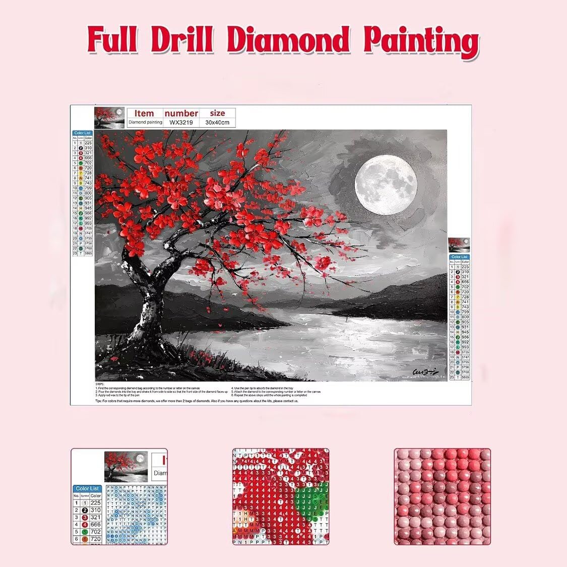 DIY Malarstwo diamentowe 5D, sztuka diamentowa, księżyc, drzewo, zestawy dla dorosłych, sztuka ze strasu, haft, artykuły rzemieślnicze, dla dzieci i dorosłych, idealna dekoracja ścienna do domu,