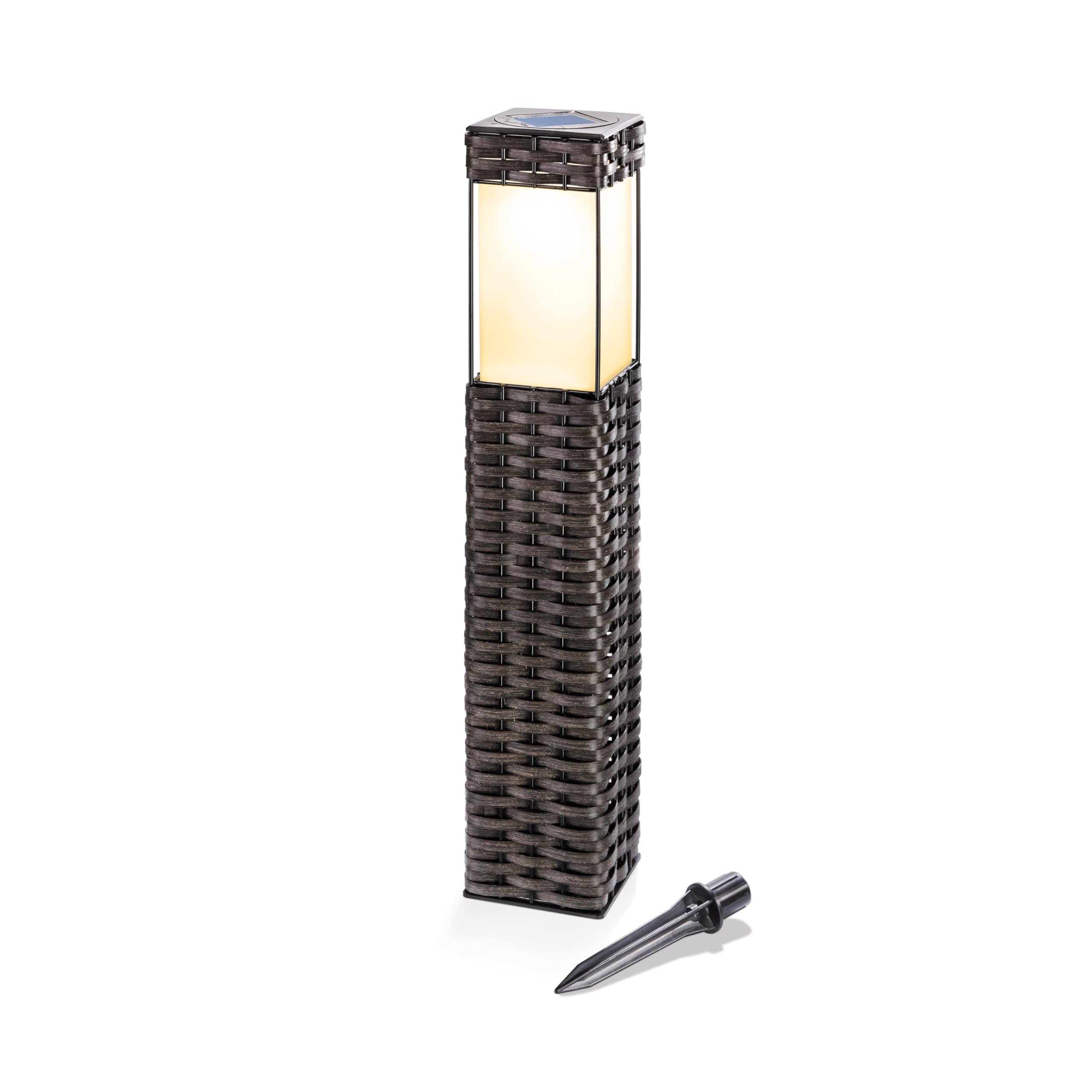 Esotec Solar Standleuchte | Solarleuchte mit Rattan-Geflecht und Akku
