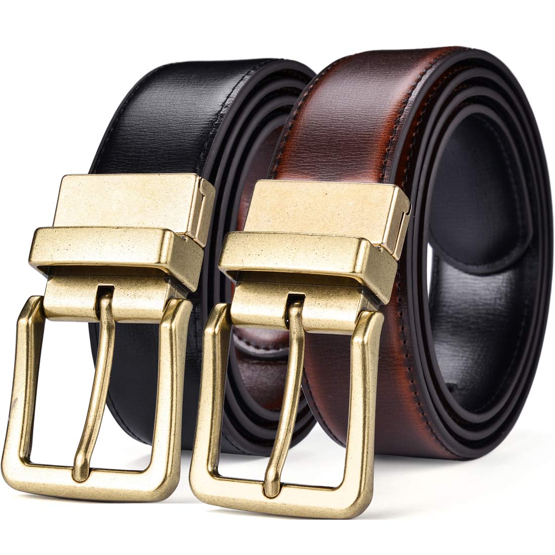 Beltox Men’s Belts Reversible Leather 1.25” Wide 1 for 2 Male Casual Strap