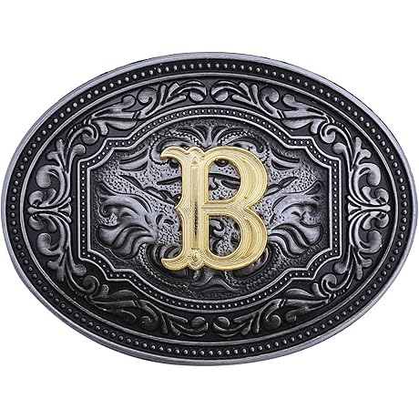 Cowboy Initial Letter Western Belt Buckle Cowgirl Rodeo BB Belt Buckle
