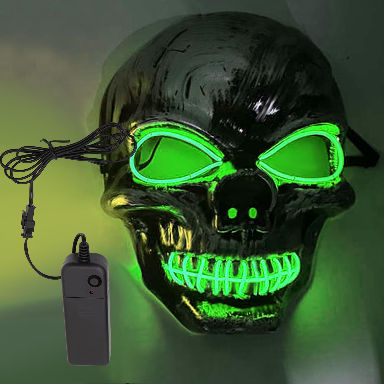 Halloween Mask with LED Lights - Scary Light-Up Mask for Costume Parties Cosplay, Masquerade & Carnival Festivals (white C) - Image 3