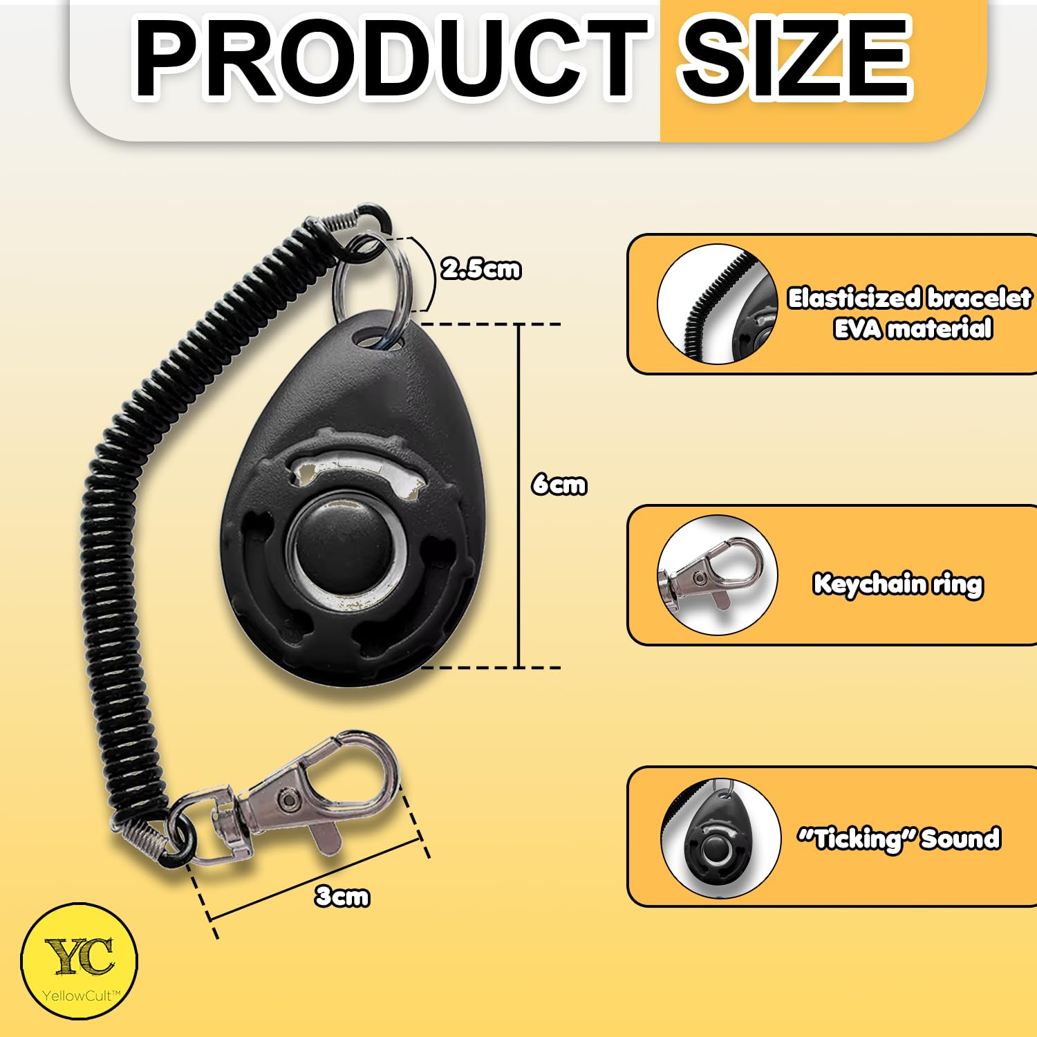 YellowCult Dog Clicker for Training with Wrist Strap | Single Pack Pet Training Clicker for Dogs Cats Horses Birds | Loud Sound, Easy Button, Durable Design | Puppy Obedience & Behavior Trainer Tool 1