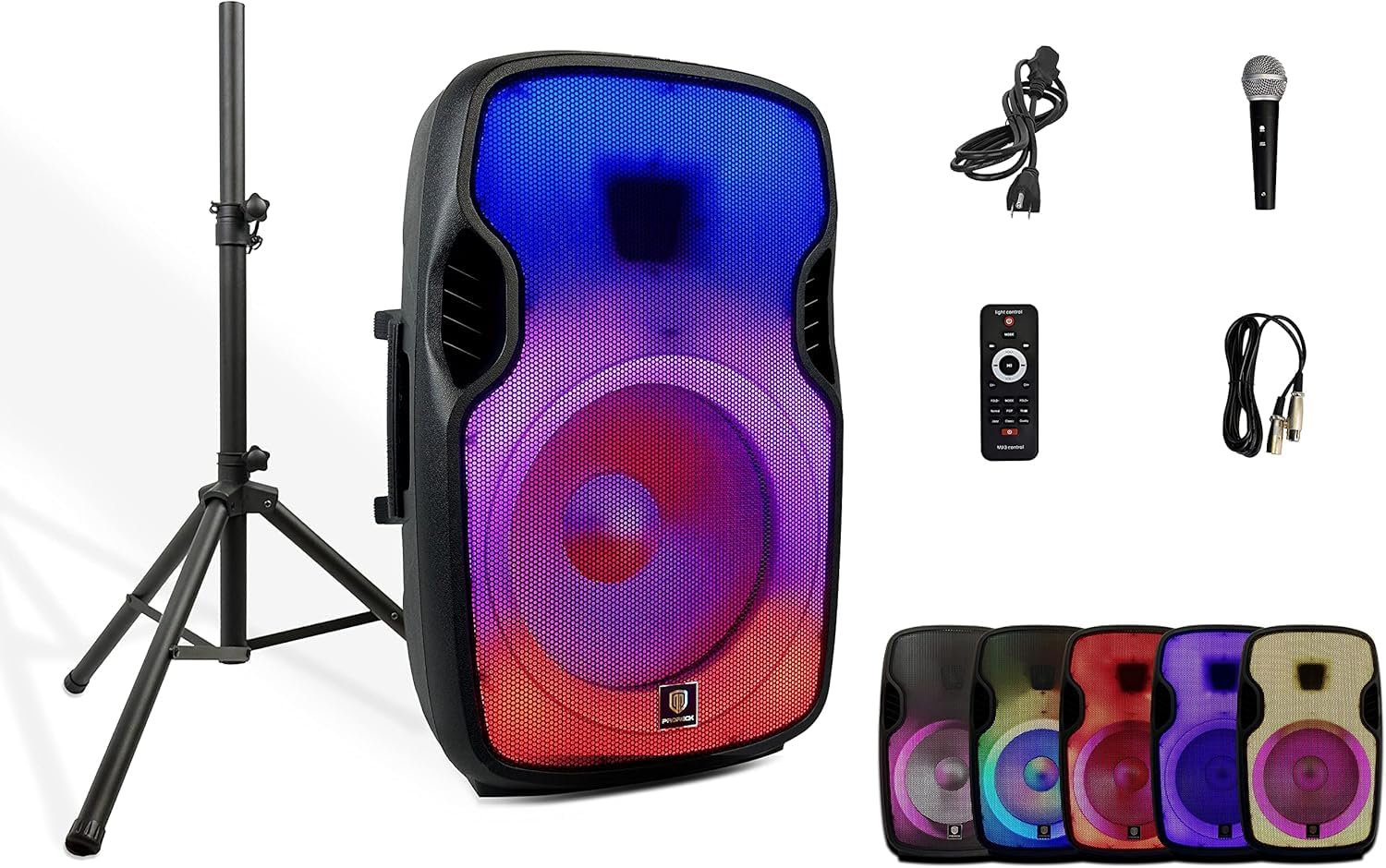 PRORECK Titan 15A 600W 15 Zoll (38 cm) PA-Lautsprecher mit LED-Anzeige, Bluetooth, höhenverstellbarem Ständer, Mikrofon, TWS Stereo-Kopplung – ideal für Partys, Hochzeiten, DJ-Auftritte UVM.