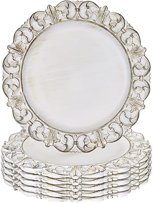 Gifturbo Antique White Charger Plates, 13