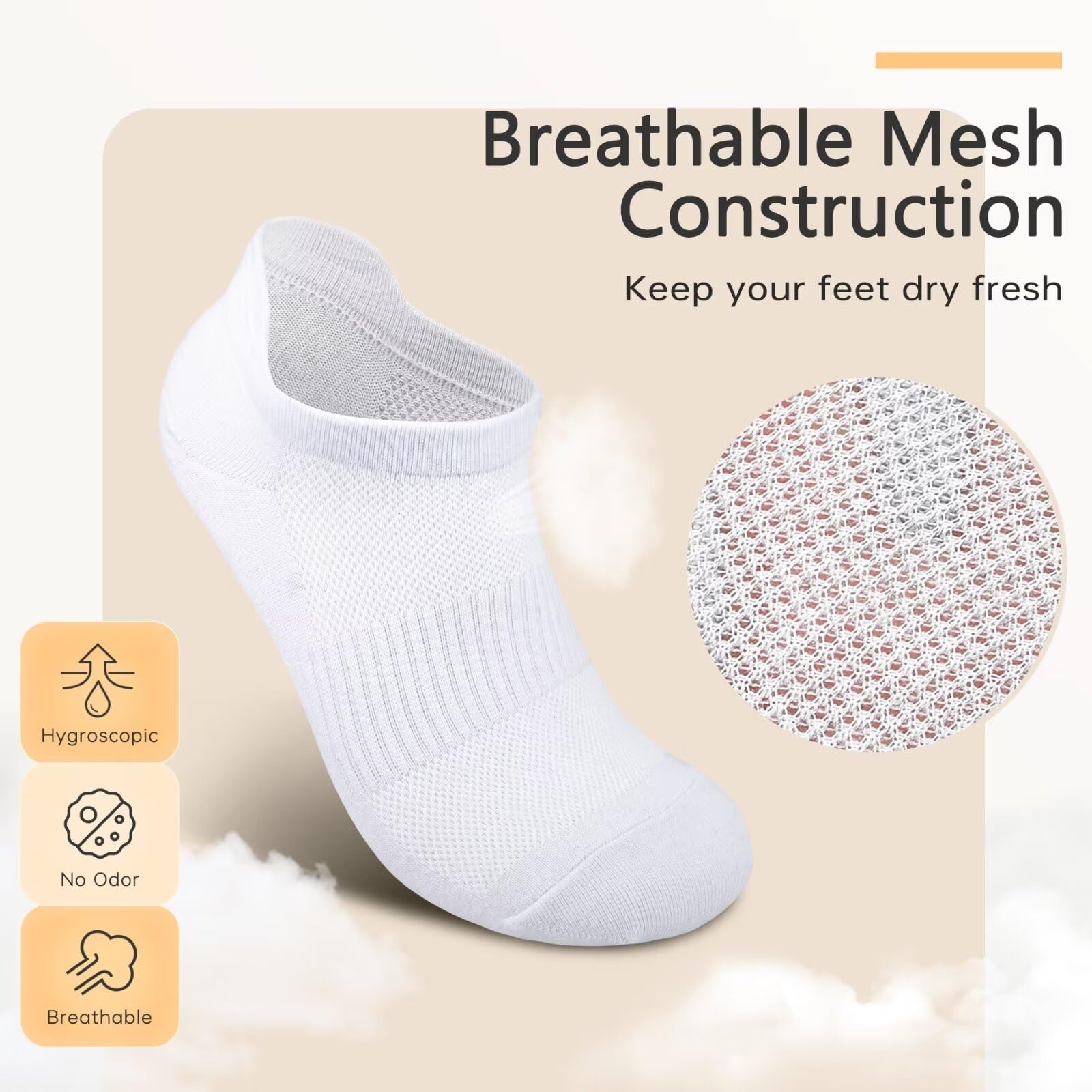 EKSHER 10 Paia Calzini Uomo Corti Calze Donna Corte Cotone Calza Sportive Basse Traspirante Running Elastiche Tennis