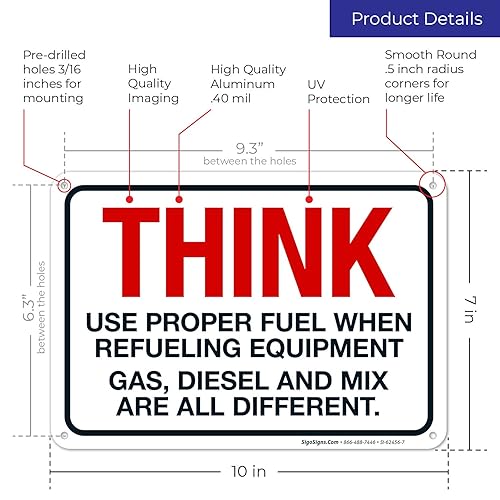 Miniatura 60 de Think When Refueling Equipment to Use Proper Fuel Gas Diesel and Mix Sign, 24x30 Inches, 3M EGP Reflective .080 Aluminum, Fade Resistant, Made in USA