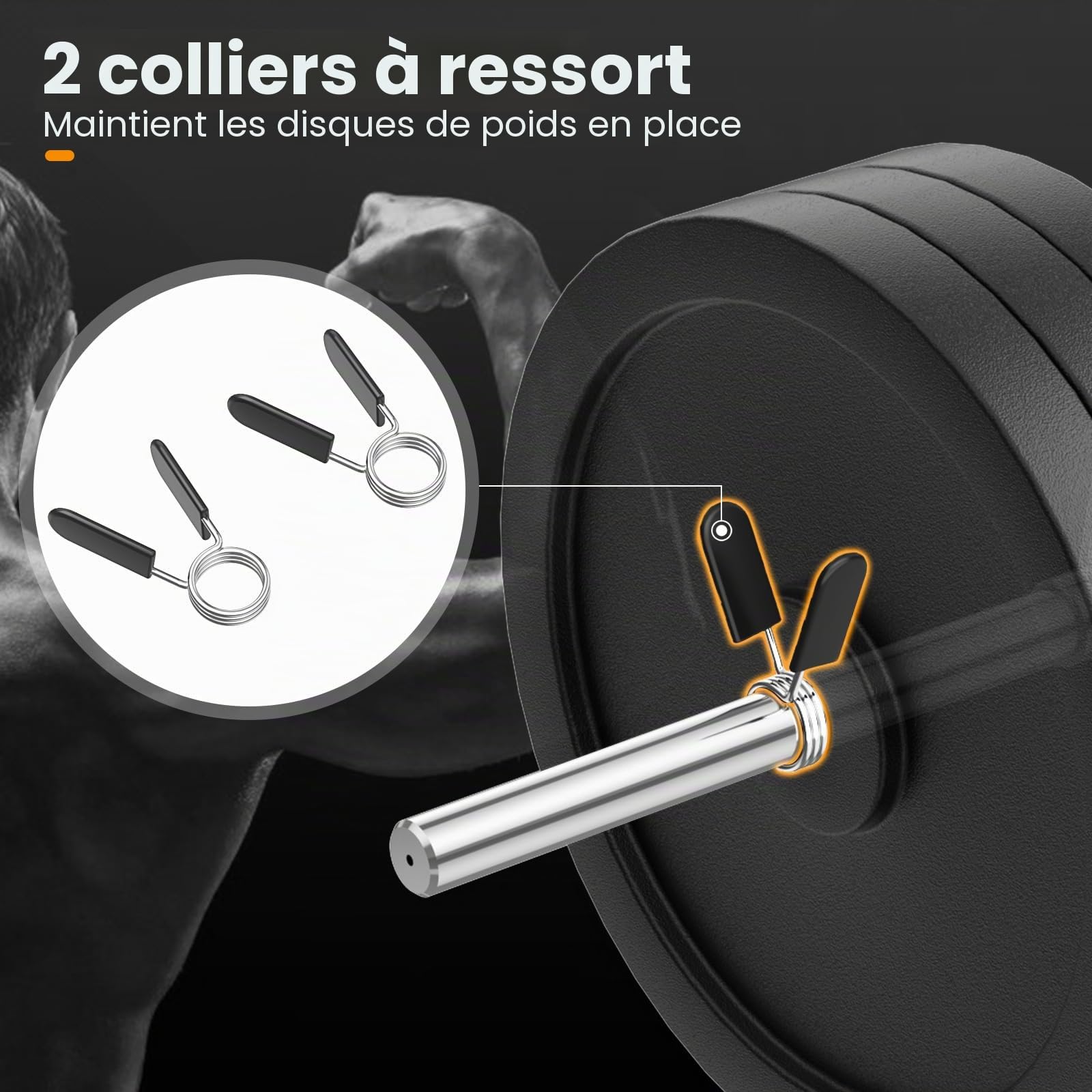 FANTASK Trap Bar, Hex Bar en 3 parties, 25 mm, charge maximale : 226 kg, avec 2 fermetures à ressort, barre d'haltères hexagonale, pour squats, soulevés de terre, soulevés d'épaules, argent