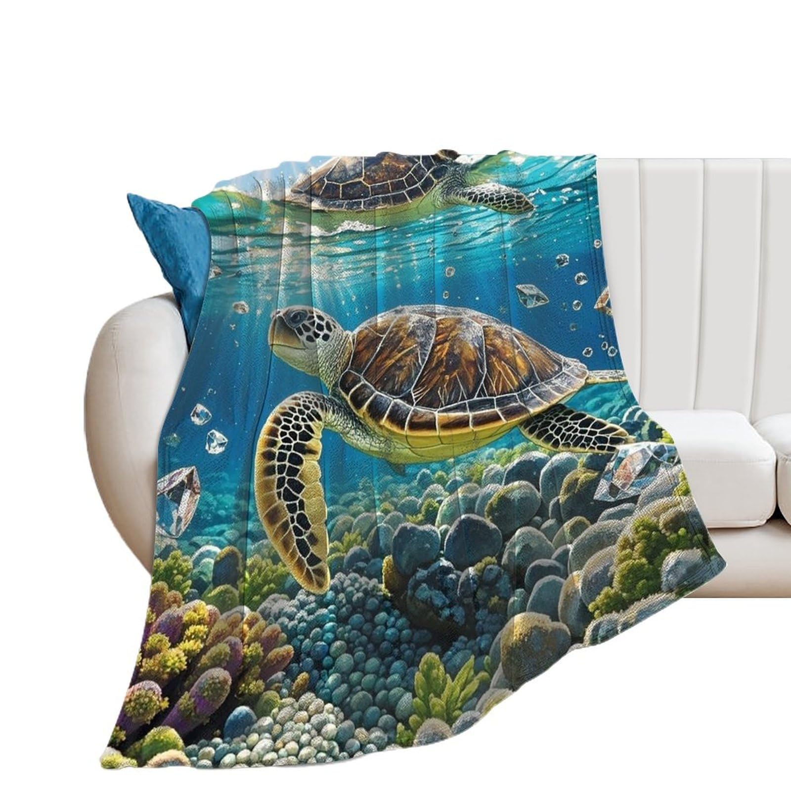 Couverture lit tortue de mer pour des moments cocooning au salon