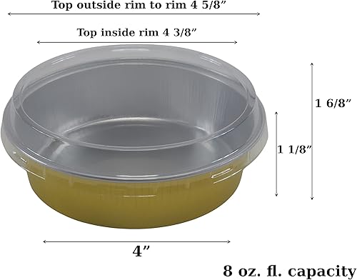 Miniatura 7 de KitchenDance - Juego de sartenes desechables para postres con tapas, moldes redondos de 4 pulgadas para hoteles y restaurantes, papel de aluminio