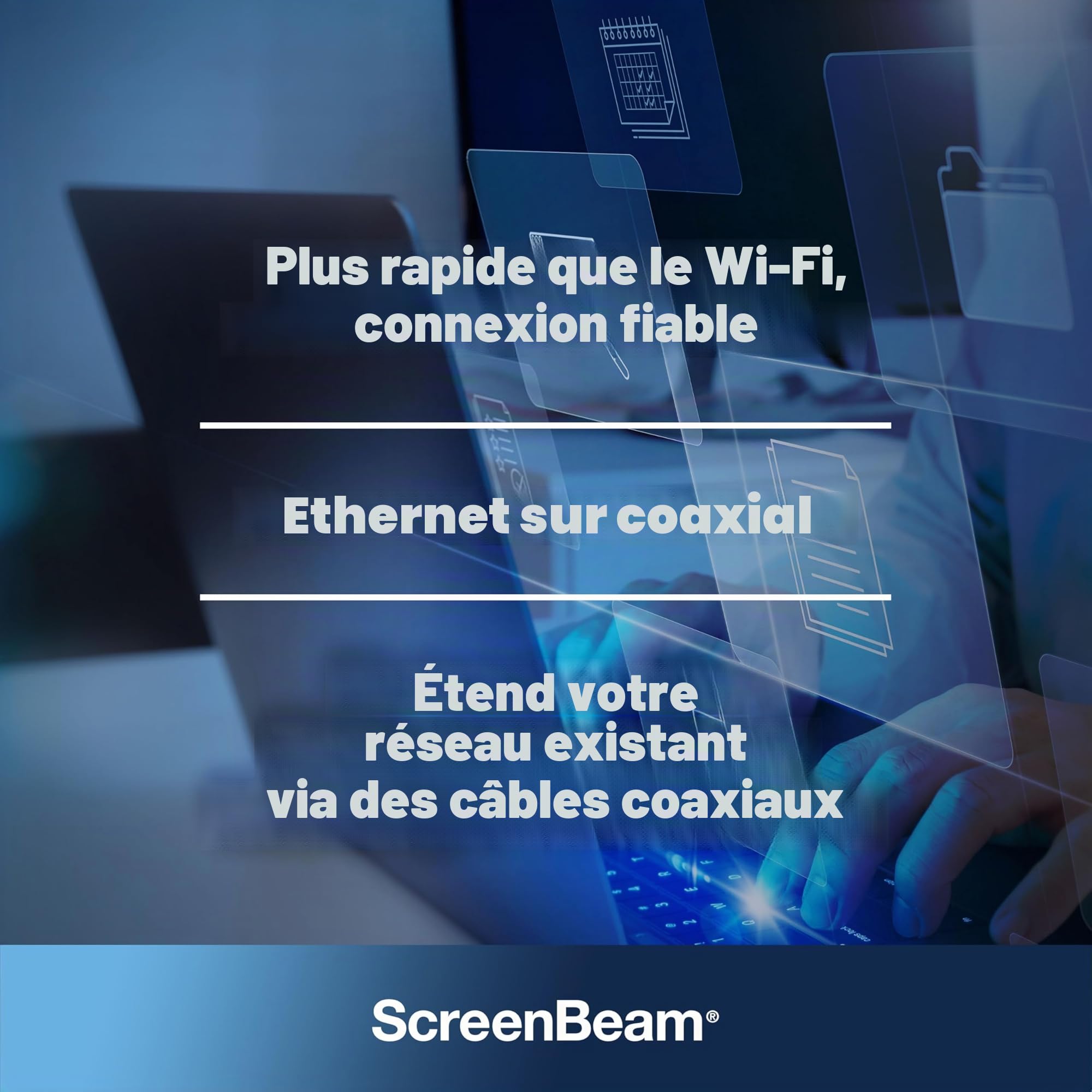 ScreenBeam Adaptateur réseau MoCA 2.5 pour Internet Haut débit, Ethernet sur coaxial - Kit de démarrage (modèle : ECB6250K02)