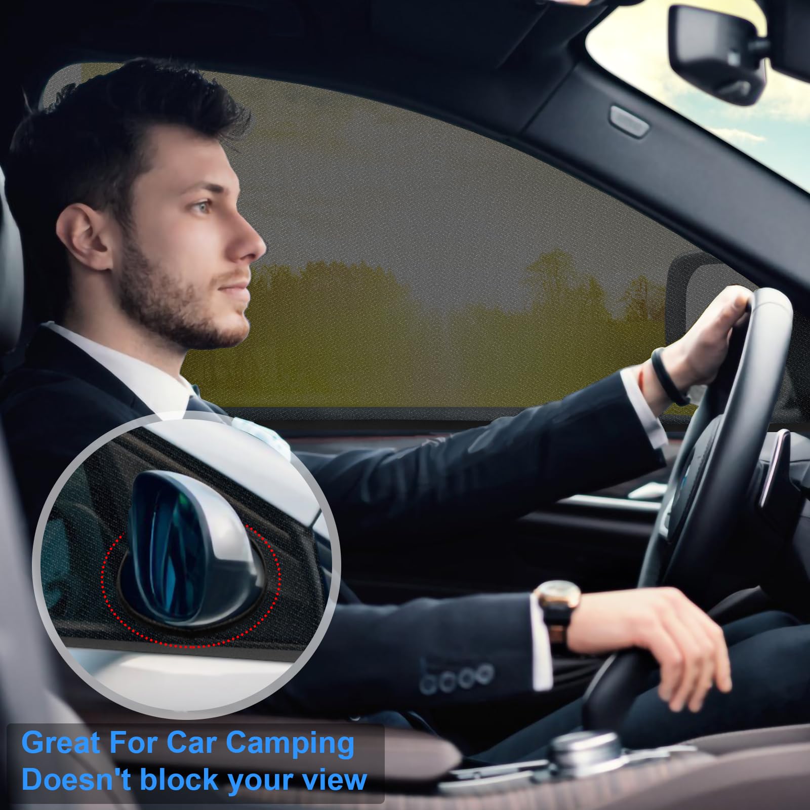 DIZA100 Parasole per auto, 4 pezzi, finestrini anteriori+lunotto posteriore, parasole per auto, con protezione dai raggi UV/antiriflesso