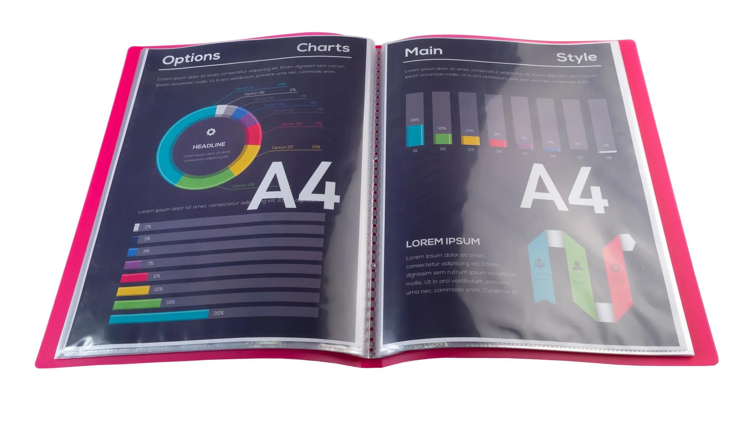 Exacompta 12 Protège-Documents Chromaline A4 40 Pochettes Rouge