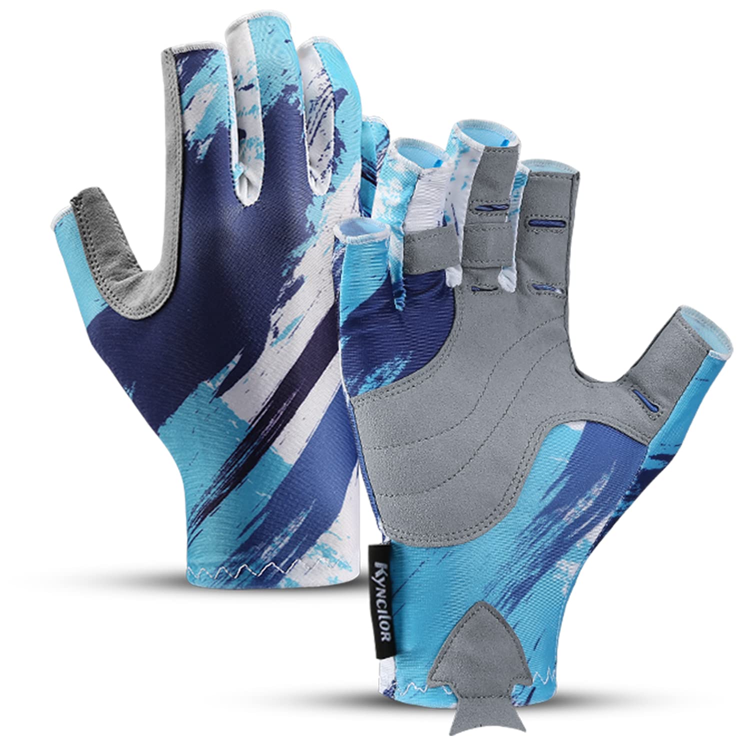 KynciLOR Fishing Gloves for Men Women Half-Finger and Sun Protection Gloves Breathable Wearable Tie Dye for Fishing Cycling