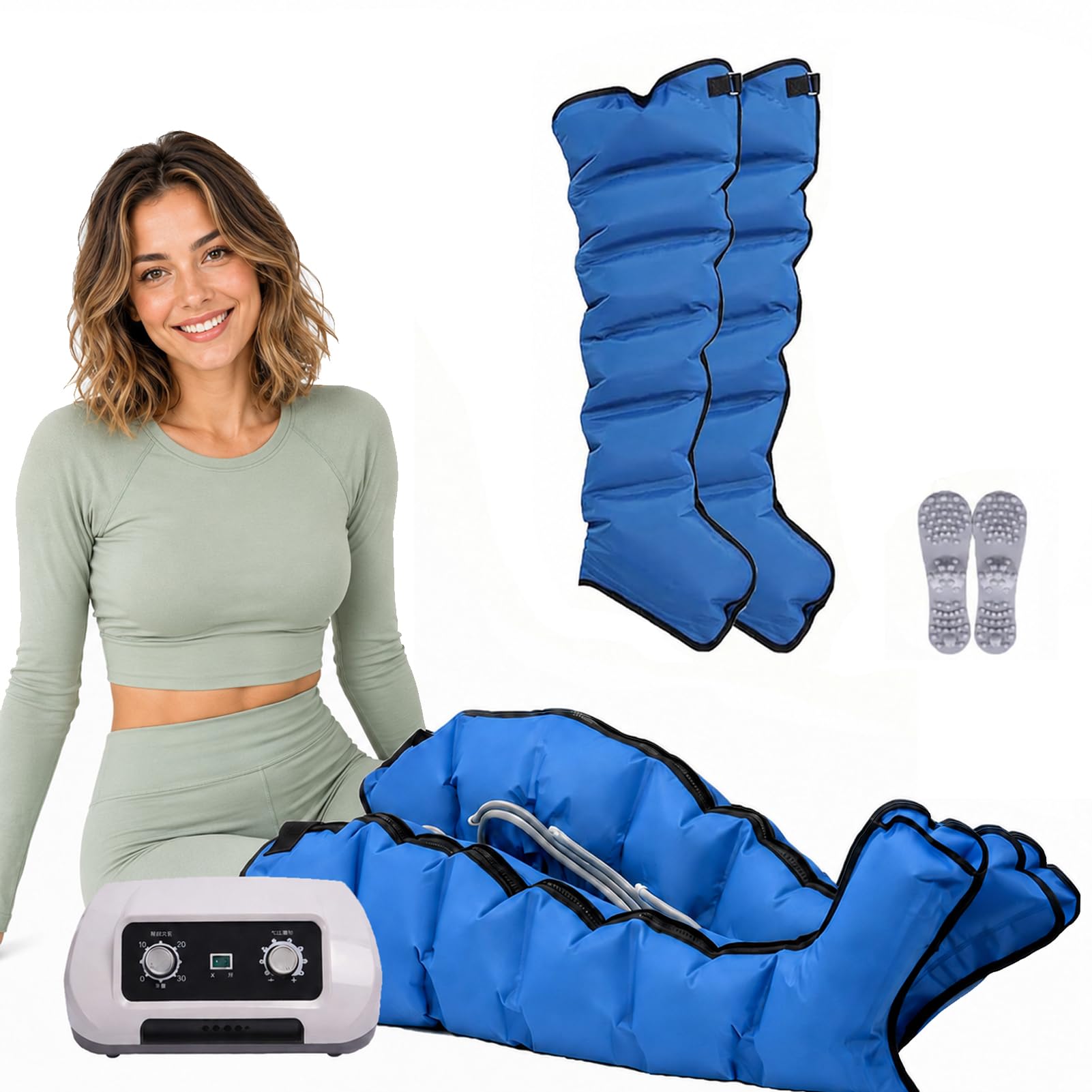 6-komorowy masażer do nóg drenażu limfatycznego do leczenia obrzęku lipidowego, buty kompresyjne L/XL do krążenia i łagodzenia bólu, masażer presoterapeutyczny do nóg, ramion, talii, stóp