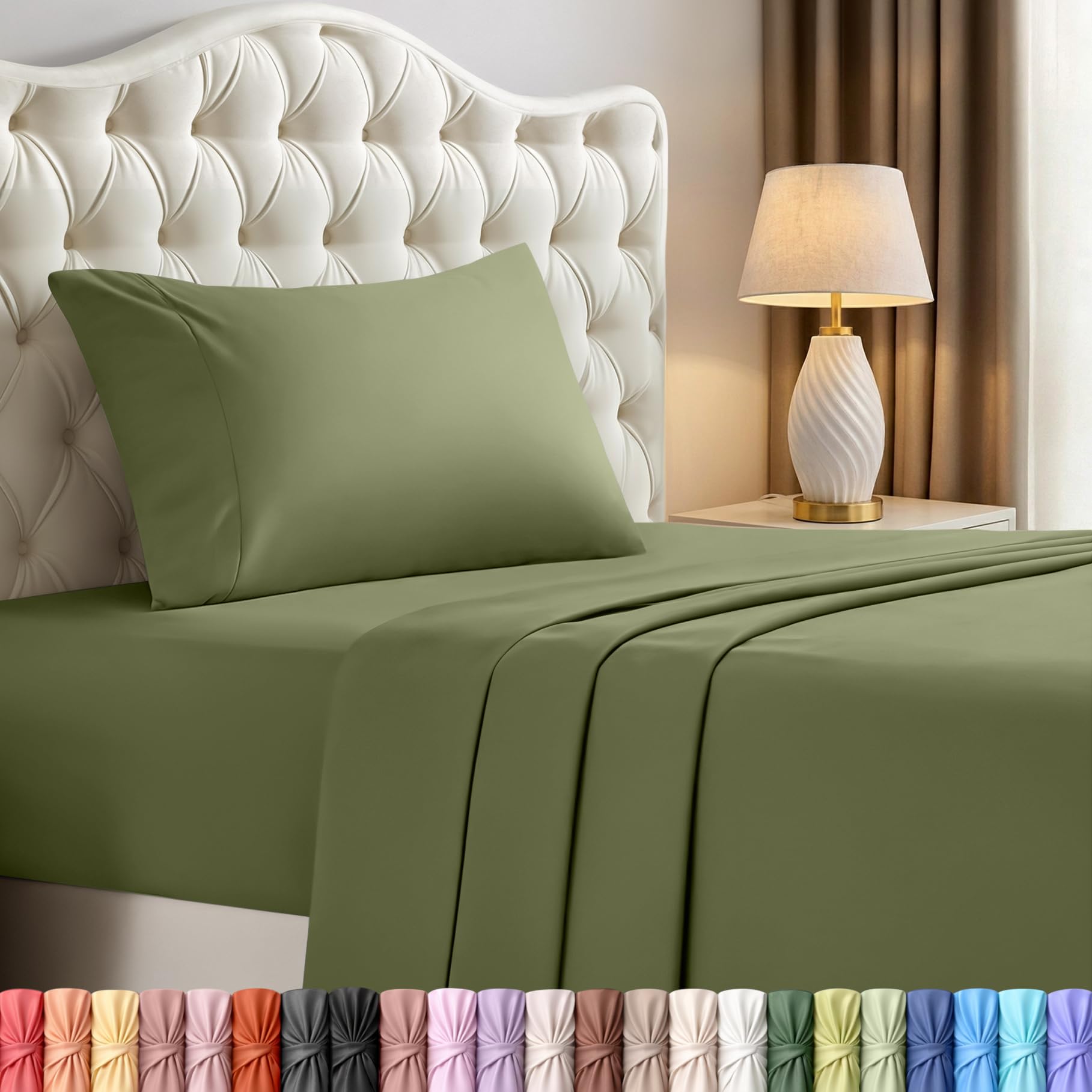 Utopia Bedding Twin Bed Sheets Set - 3 Piece Bedding - Brushed Microfiber - Shrinkage and Fade Resistant - Easy Care (Twin, Olive)