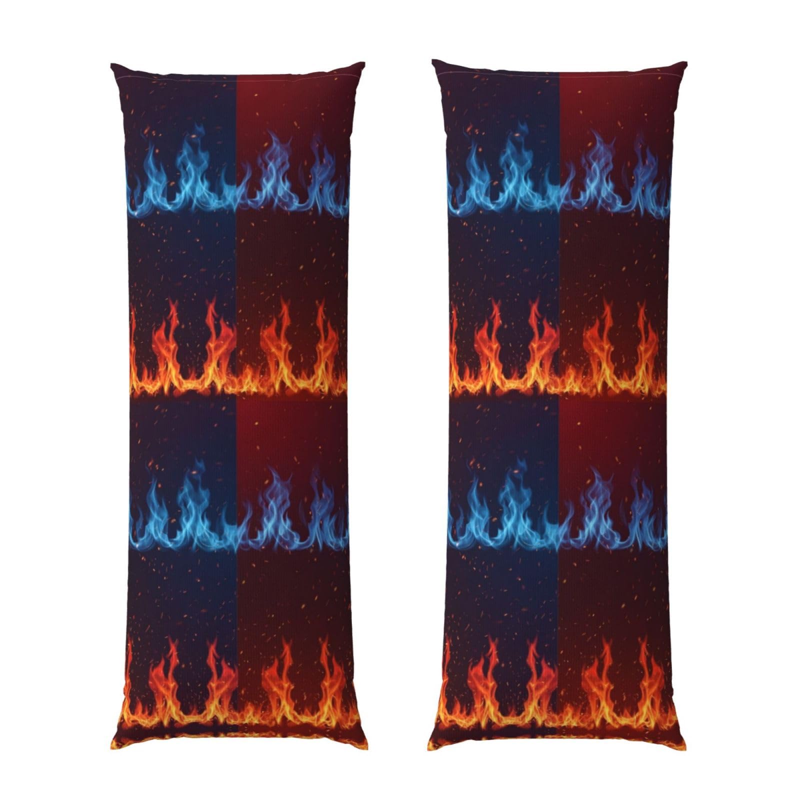 Long Pillowcase 20x54 Inch, Red Blue Fire Flame, Ultra Soft Body Pillow Cover with Hidden Zipper, Wrinkle Resistant Fabric for Bed Couch Home Decoration