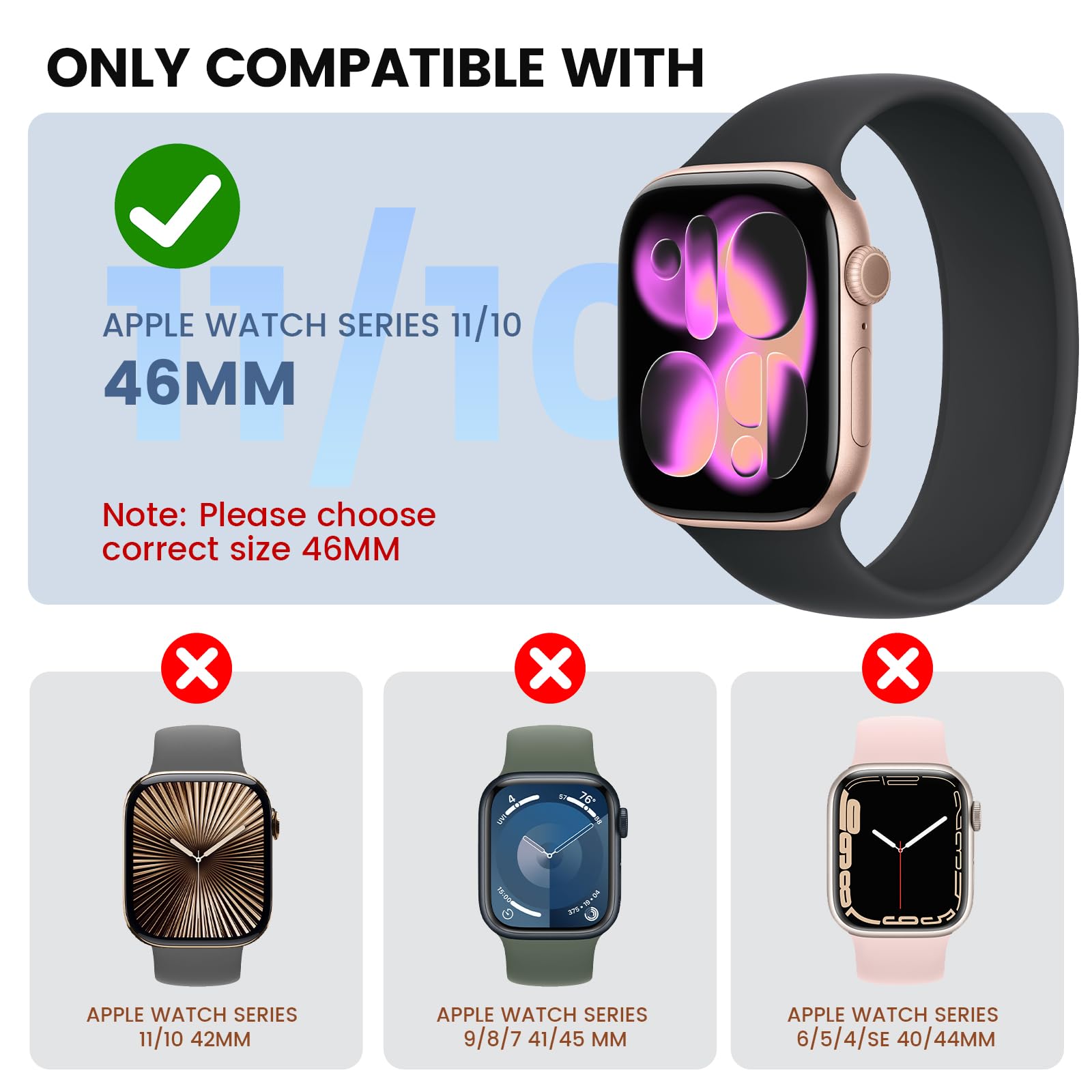 Neitra Twarde etui do Apple Watch Series 10 46 mm, osłona ekranu ze szkła hartowanego, ochronna osłona na całą twarz, twarda obudowa PC, odporna na wstrząsy osłona iWatch do Apple Watch 46 mm
