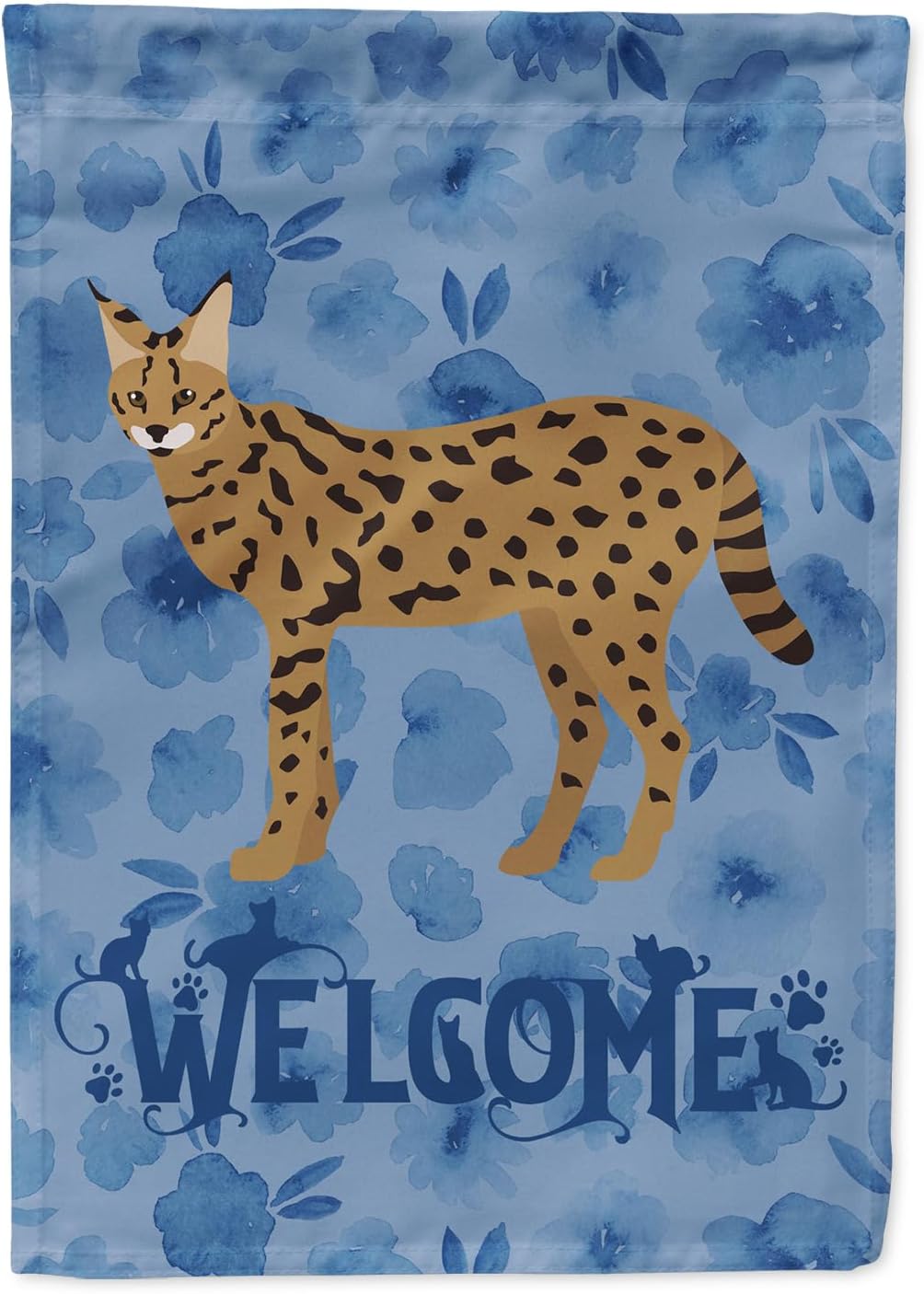 Caroline's Treasures CK4969GF Savannah #3 Cat Welcome Garden Flag, Blue Mailbox Flag Decorative Yard Flag Banner Outside Patio Artwork Yard Flower Beds, Garden Size, Multicolor