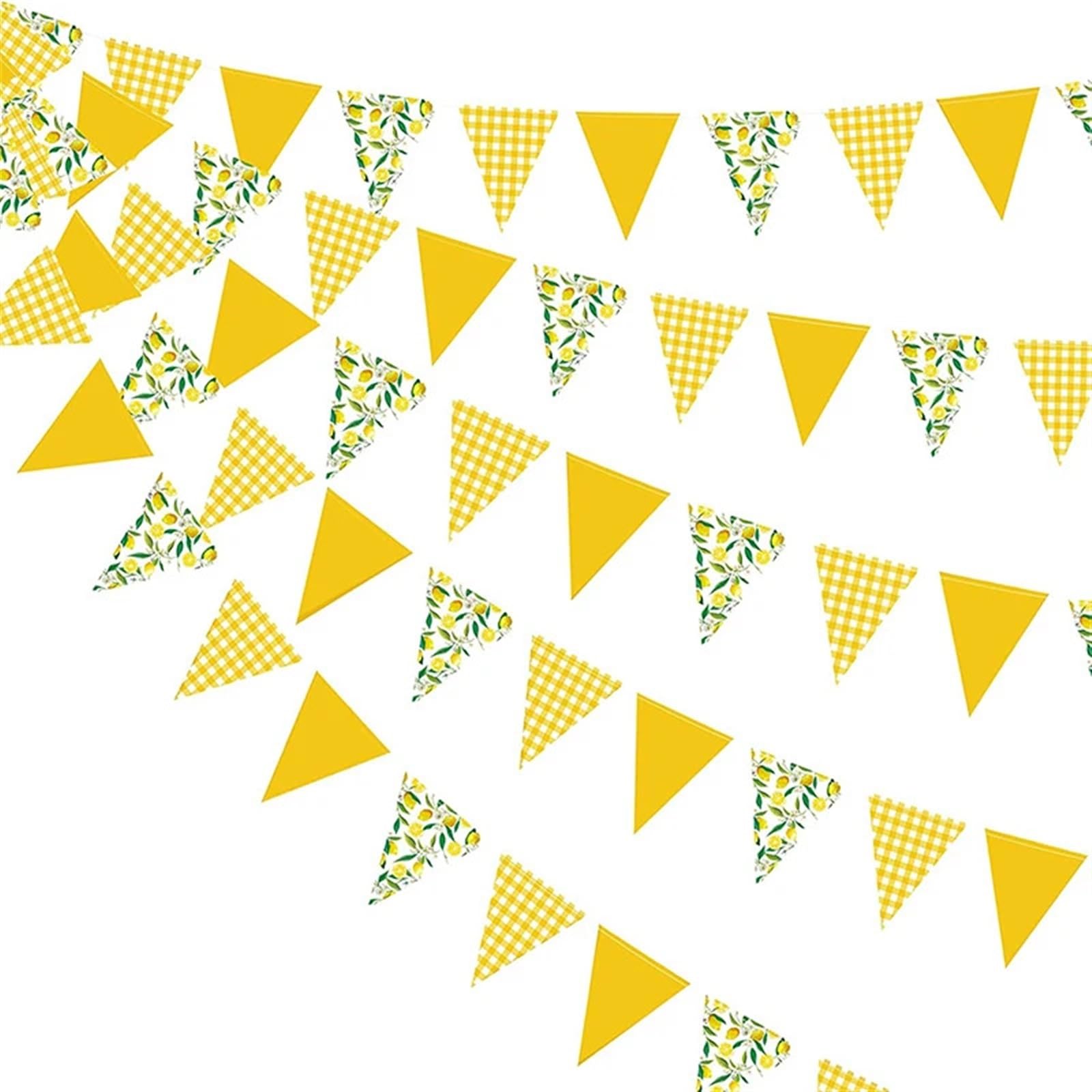 Papierowy baner z chorągiewkami w kształcie trójkąta cytrynowego 14,7 stóp Dekoracja na przyjęcie urodzinowe i baby shower