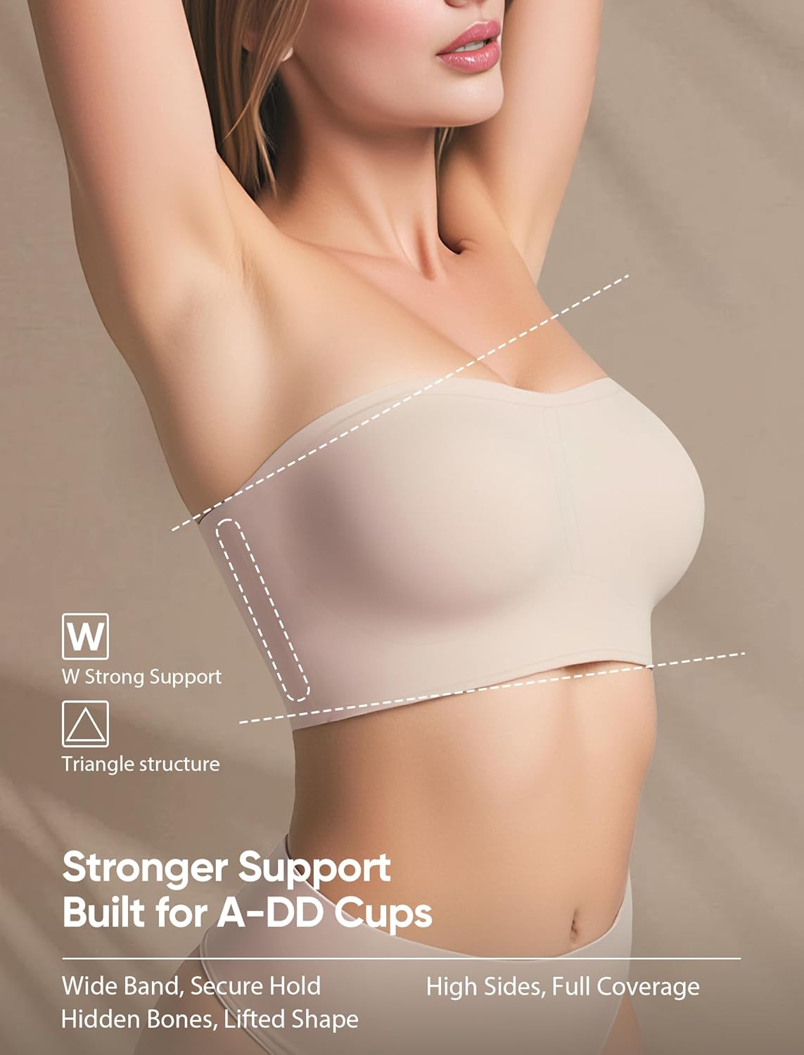 Strapless Bras for Women Wireless Minimizer Non-Slip Silicone Bandeau Bralette Plus Size Bra Stretchy Tube Top - Image 2