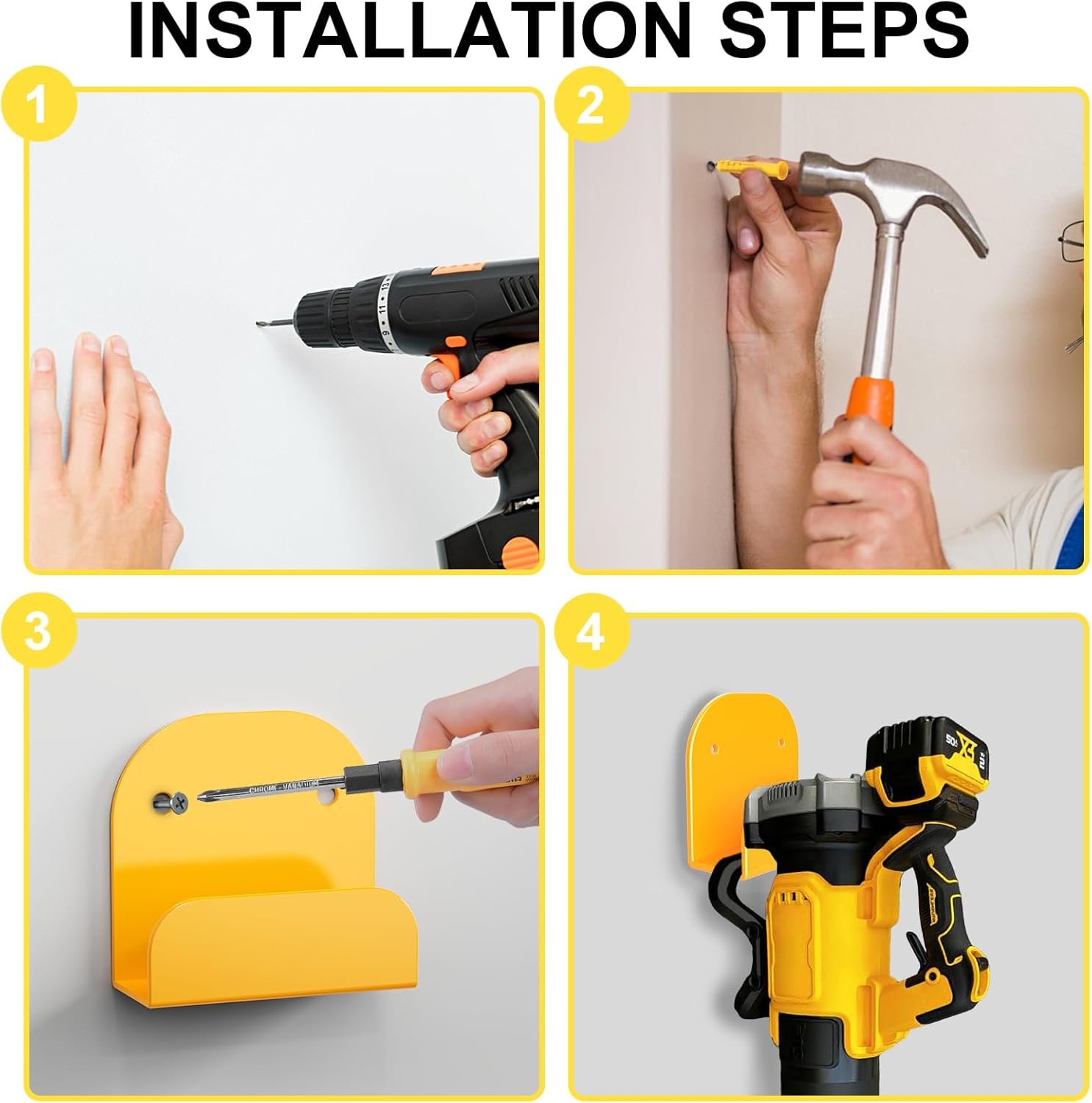 Leaf Blower Rack, Wall-Mounted Tool Hanger Compatible with DCBL722, Hedge Trimmers, Grass Trimmers, Garden Power Tools & Garage Organization, 1 Pack - Image 5