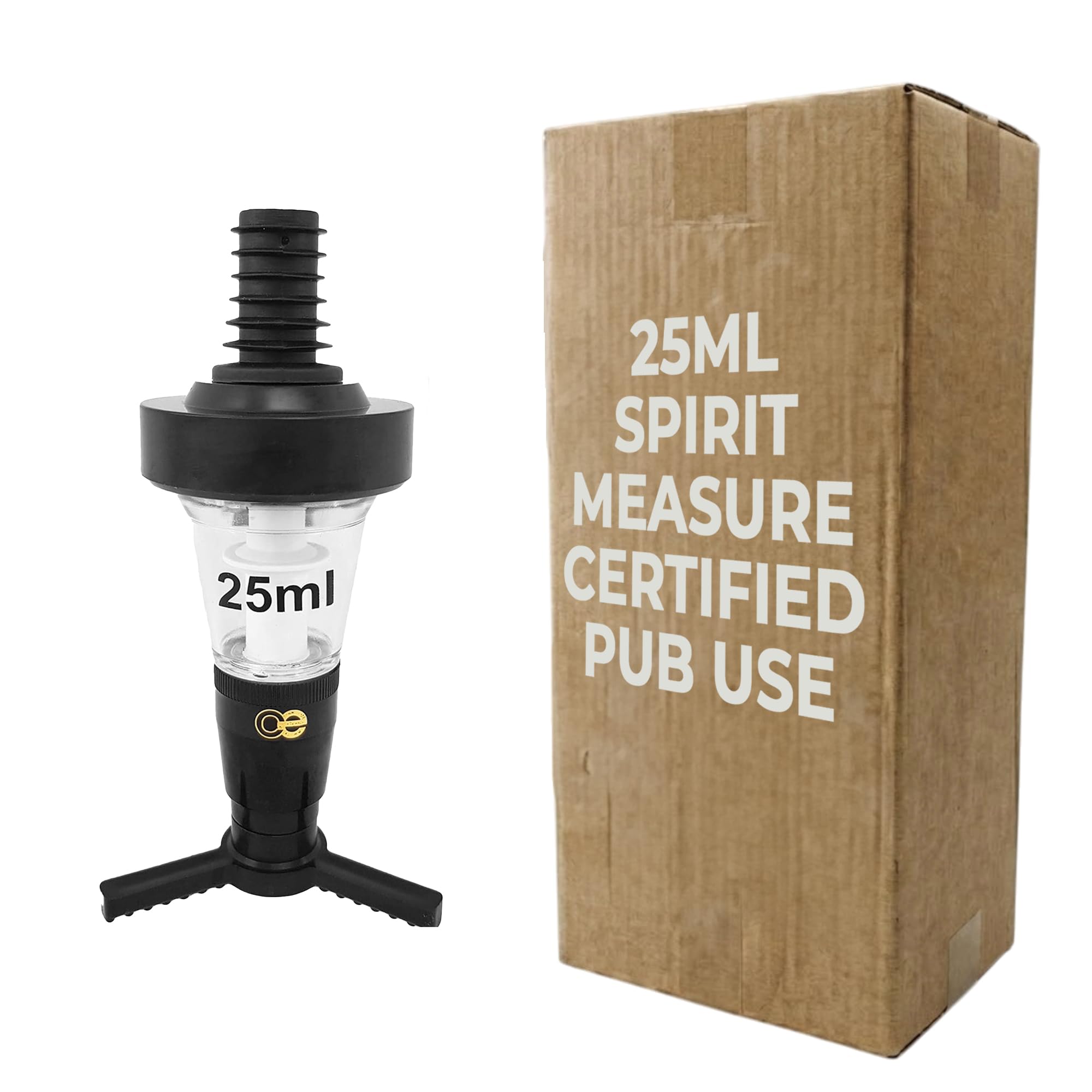 Chabrias Ltd Black 25ml Spirit Optic Measure – CE Government Stamped, UK Made, Wall Mounted Drinks Dispenser for Spirits – Multiple Sizes & Pack Quantities