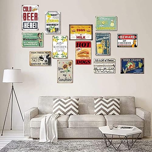 Miniatura 5 de angeloken Letrero de metal retro vintage con diseño de verduras cultivadas en el hogar, sin pesticidas, sin pesticidas, para el hogar, cocina, bar,