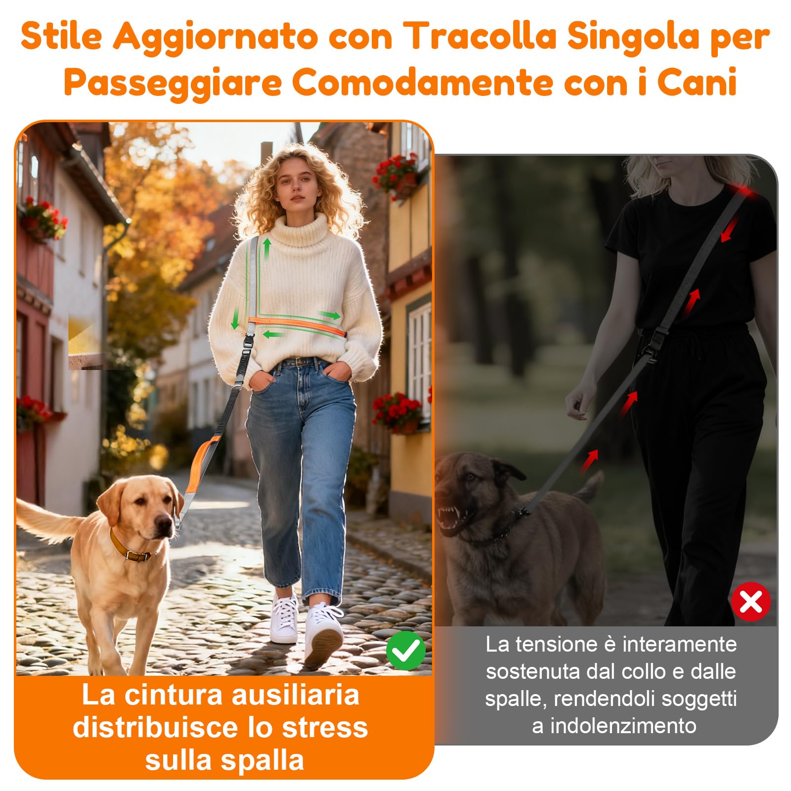 X XBEN Guinzaglio per Cani Mani Libere, Multifunzionale Guinzaglio per Correre, Guinzaglio in Vita Regolabile per Passeggiate Allenamento,360°Nessun Groviglio e Metallo Fibbia, 0,8-2,2 Metri