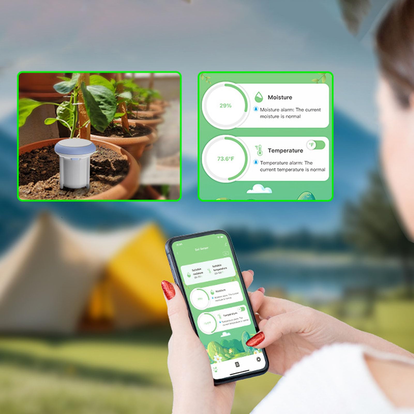 Haofy Sensor de Humedad de Temperatura del Suelo WiFi, Sensor de Humedad de Temperatura de Suelo Inteligente, Sensor de Suelo Inteligente WiFi, Monitoreo en Tiempo Real para Plantas,
