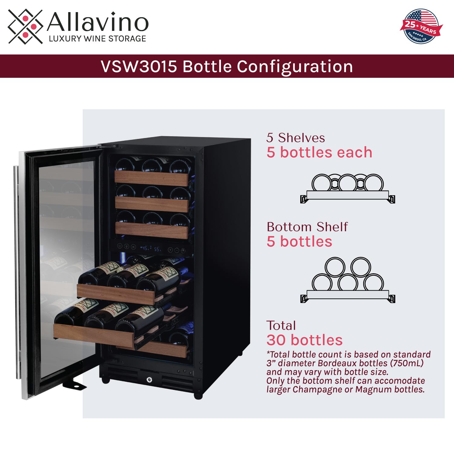 Allavino Reserva Series 30-Bottle Dual Zone Built-In Wine Cooler Refrigerator on Fridge.com - View 5