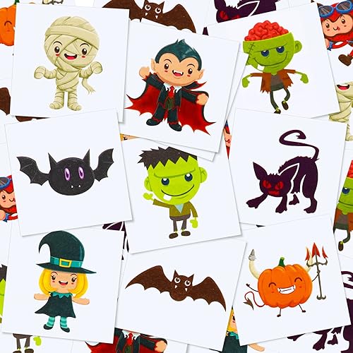 80 hojas de 800 patrones de tatuajes temporales de Halloween para niños, calcomanías temporales impermeables para Halloween, maquillaje de