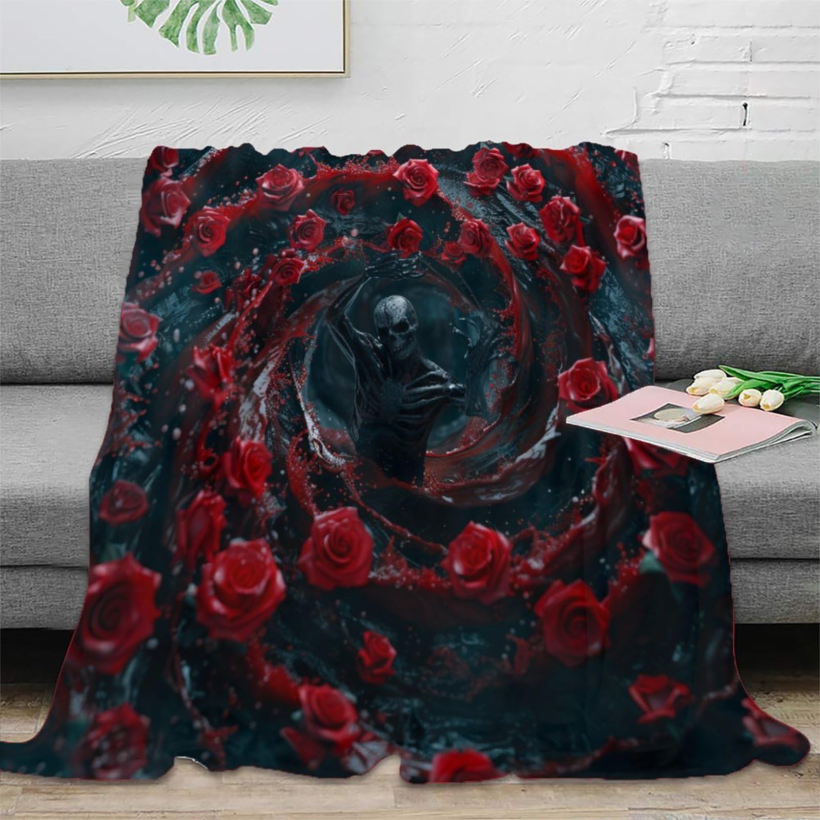 NRAOPEVVD 3D Printed Skull Blanket Fluffy Soft Cozy Super Soft Cozy Fuzzy Warm Throws with Anti-wrinkle/anti-tarnishing Lightweight for Home Couch Bed Sofa Cozy Warm 70x80inch(180x200cm)