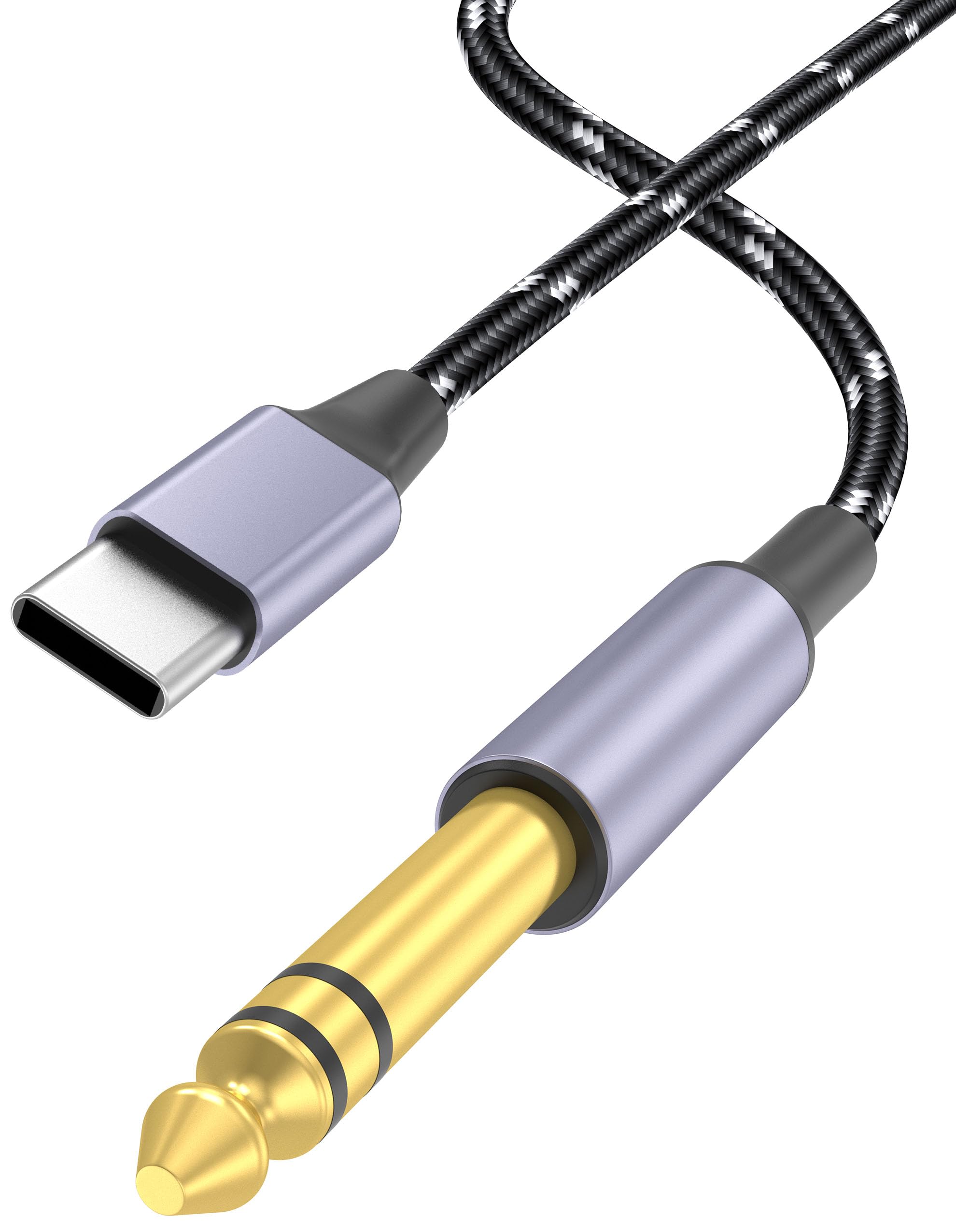 DCNETWORK USB-C to 6.35mm 1/4 inch TS Audio Cable, Gold Plated USB Type C to 1/4" Male Mono Interconnect Aux Adapter Cable Compatible with iPhone 15/