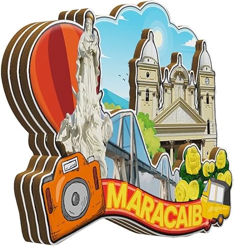 Miniatura 2 de Maracaibo Venezuela imán de nevera imán de madera 3D monumentos de viaje coleccionables recuerdos decoración hecha a mano -2156