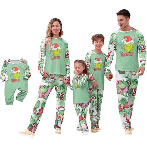Christmas Pajamas for Family Funny PJs Long Sleeve Trendy Loungewear Sets Family Cute Fall 2 Piece Sleepwear