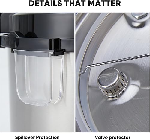 Miniatura 8 de DUMOS Olla a presión eléctrica 16 en 1 de 8 cuartos de galón de acero inoxidable para presión, arroz, vaporera, yogur, cocción lenta, color negro