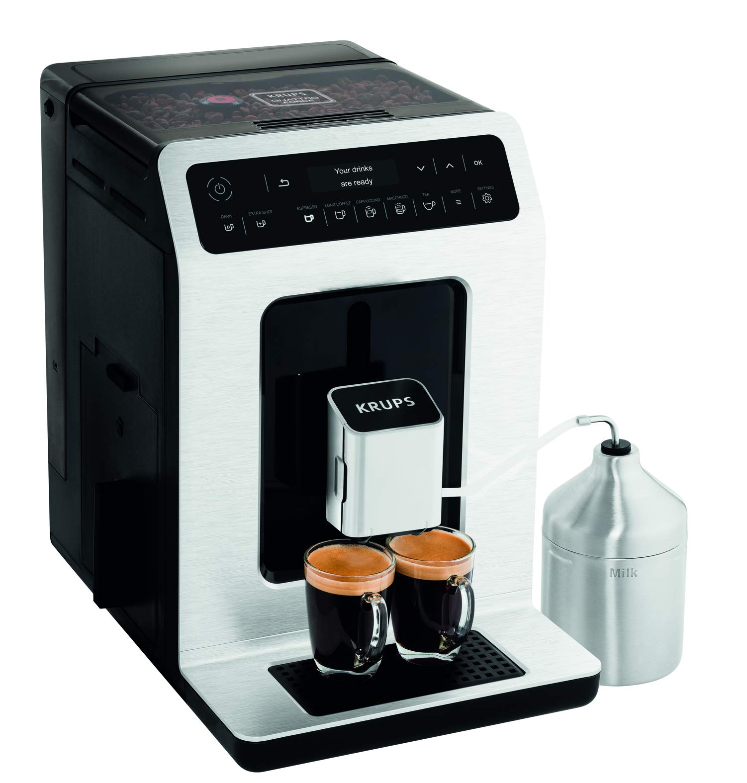 Krups Evidence, machine à café à grain, écran OLED, 2 tasses