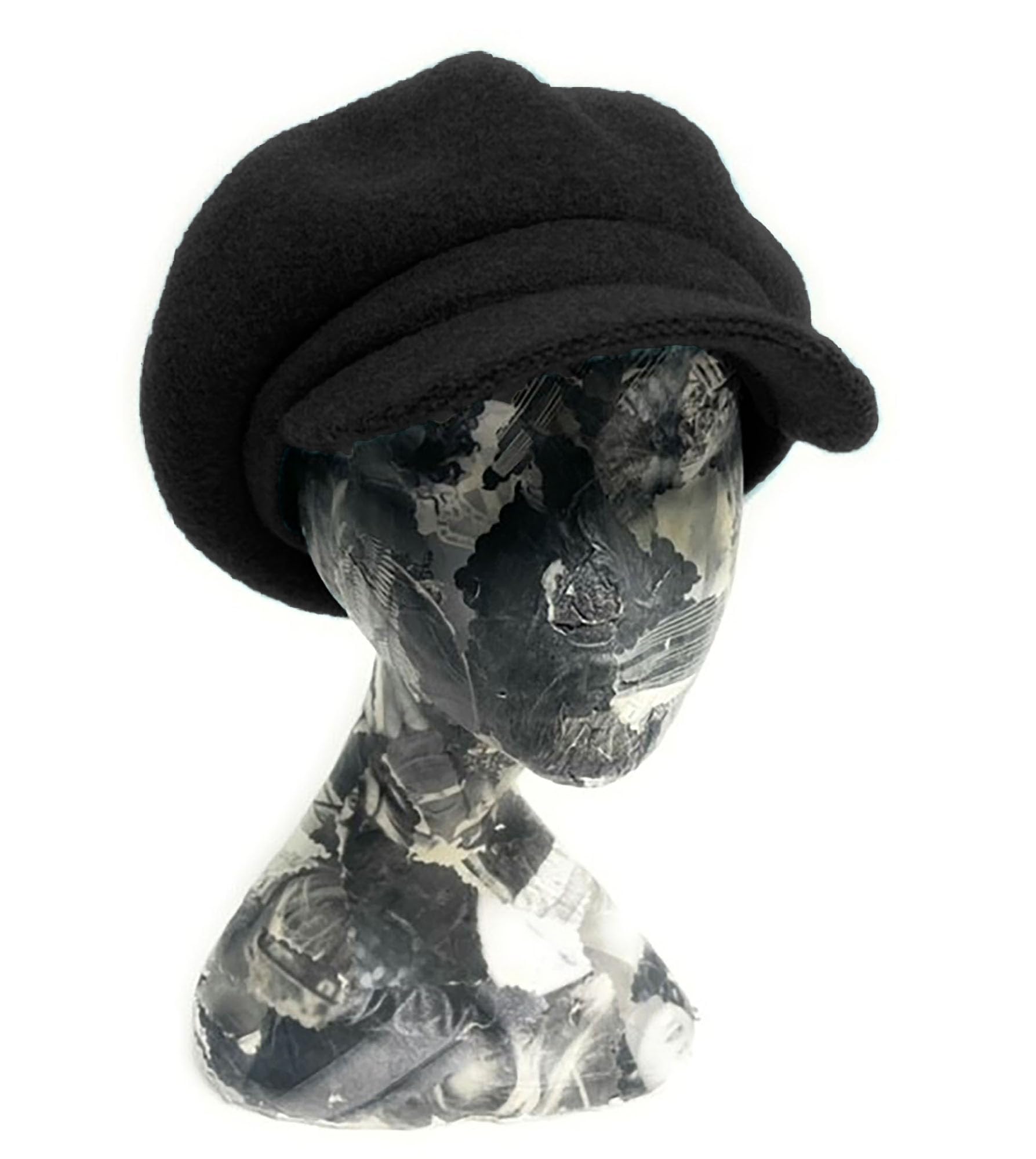 Shihreen Fall/Winter Newsboy Beret Cap, Warm Boiled Wool Headgear with Adjustable Band, One Size Fits Most Black
