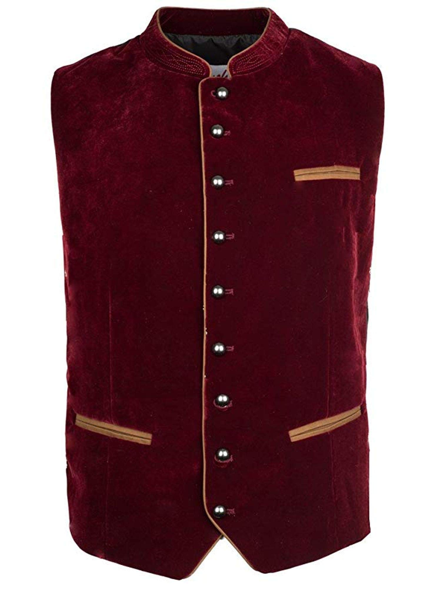 Fuchs Trachtenmoden - Gilet da Uomo, in Velluto, Colore: Vinaccia