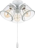 Vista 1 de Aspen Creative 22013-1, Kit de luces para ventilador de techo de tres luces con cadena de tracción, acabado blanco mate con pantallas de vidrio