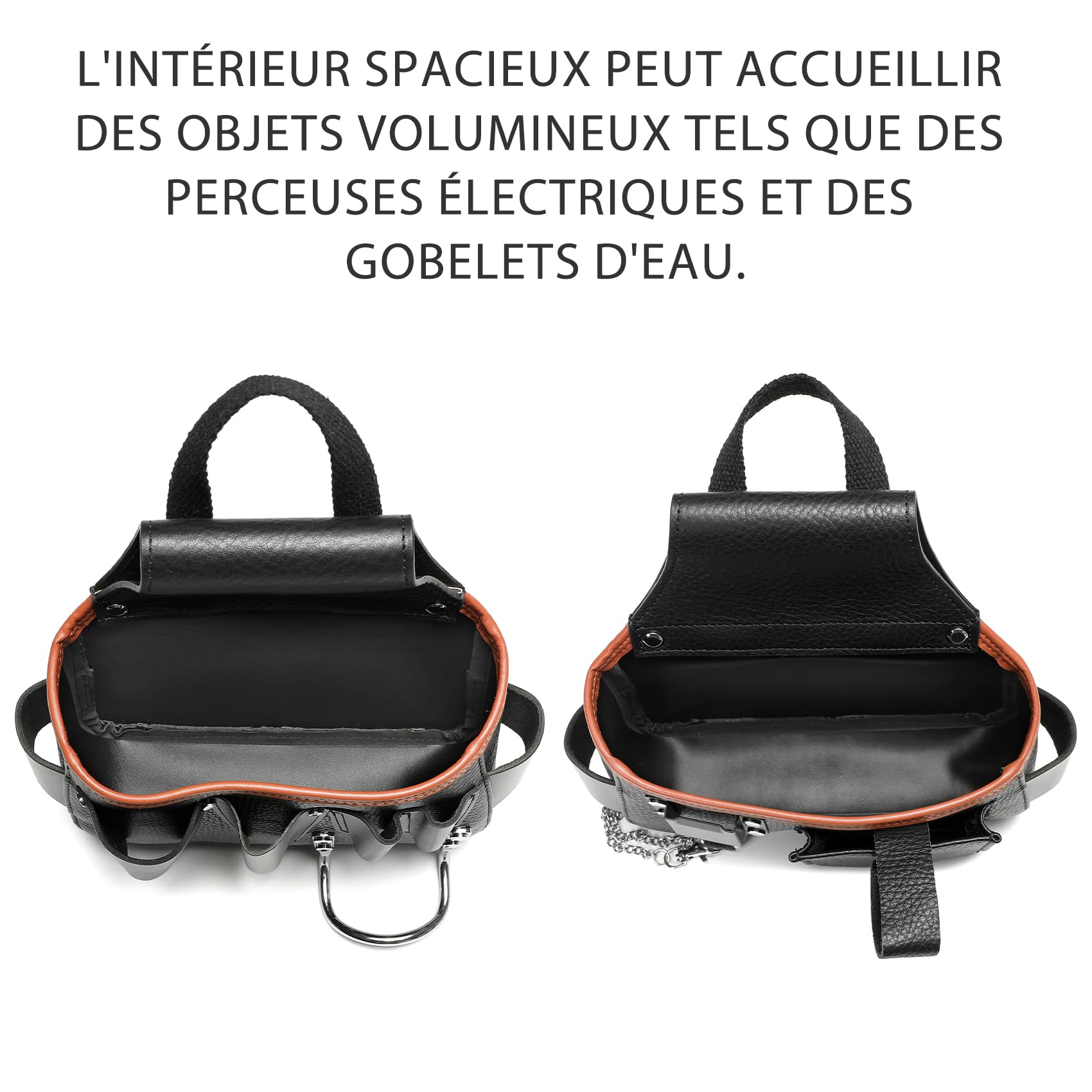 Ceinture Porte-Outils, étui Porte-Outils en Cuir véritable, Sac à Outils avec Porte-Marteau pour charpentiers, jardiniers, constructeurs de Structures, couvreurs, Artisans, électriciens